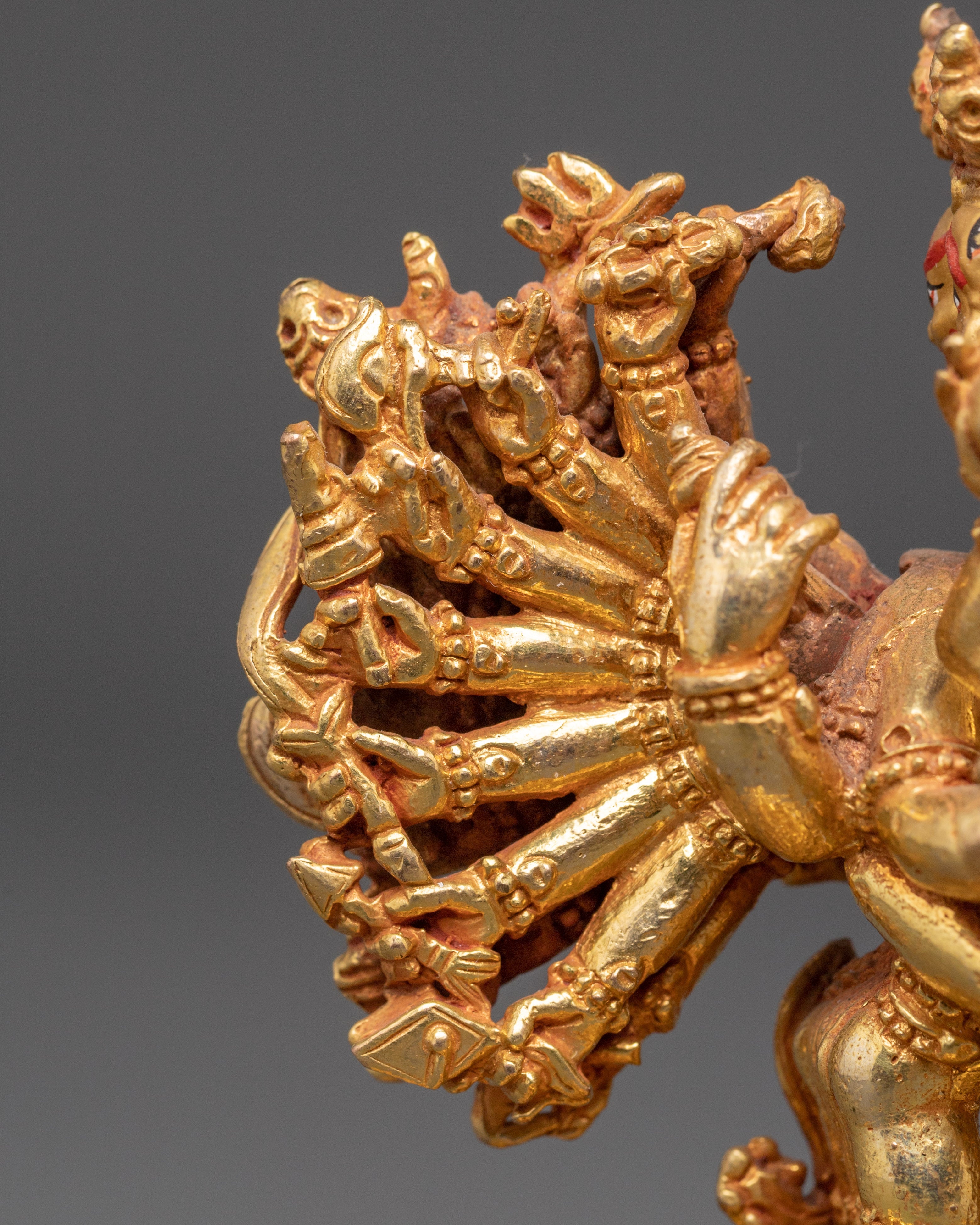 Yamantaka Gold Plated Statue | Tibetan Buddhist Deity Sculpture
