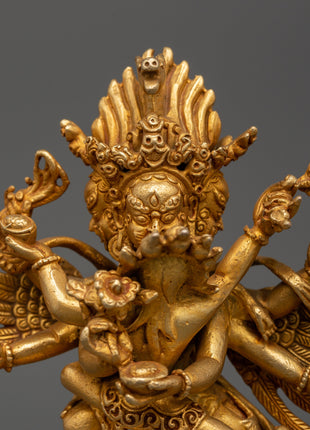 Gold Plated Hayagriva Statue | Copper Tantric Guardian for Protection