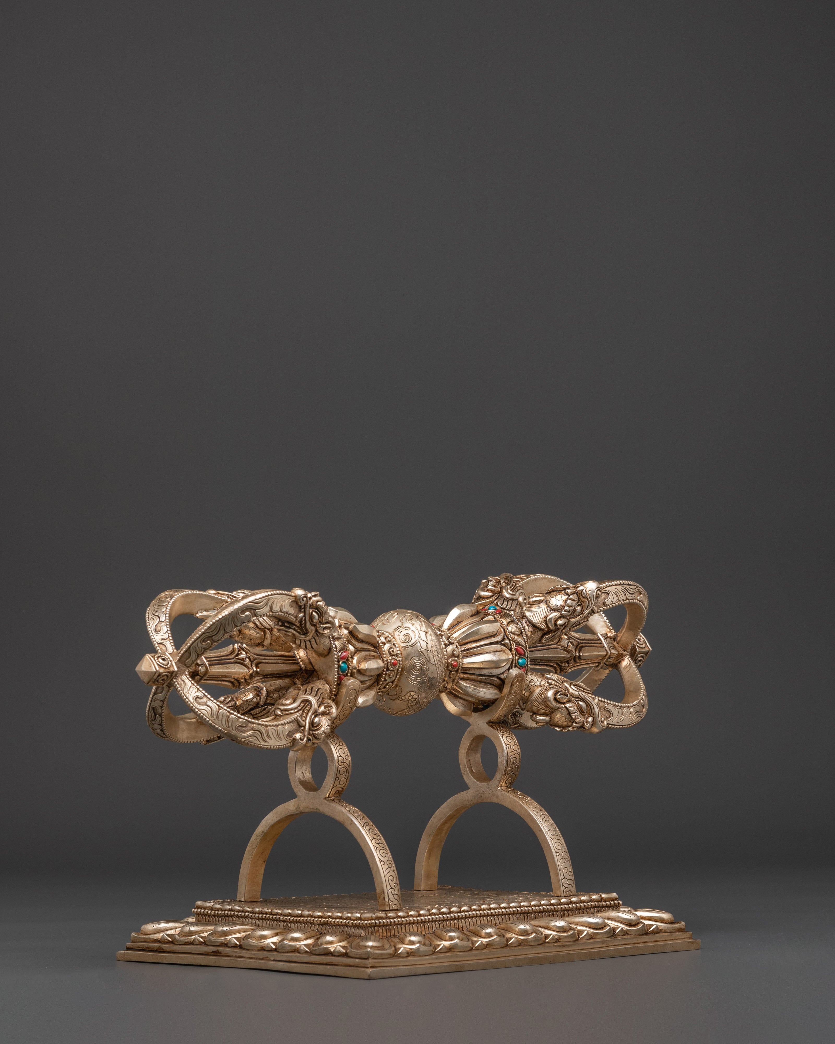 Tibetan Ritual Vajra with Stand | Symbolizes The Unity Of Wisdom And Compassion