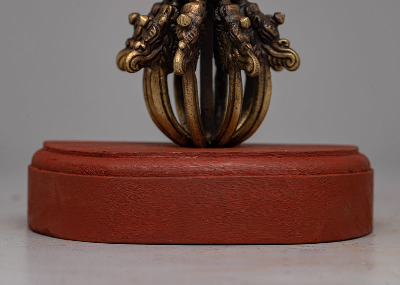 Brass Vajra with Wooden Stand | Embrace Spiritual Power with this Symbol of Strength