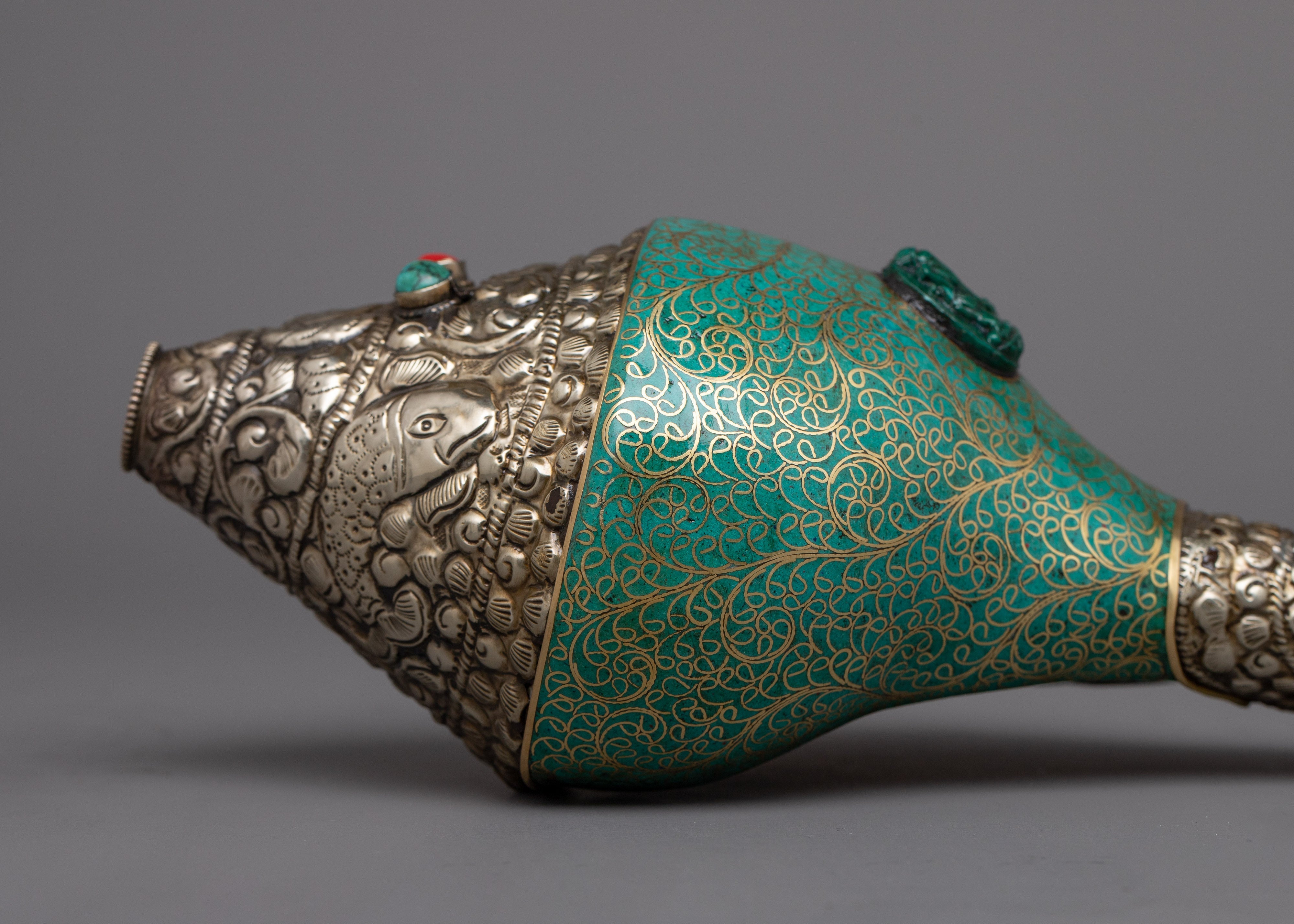 Tibetan Filigree Shanka | Traditional Symbol of Spiritual Sound and Offering