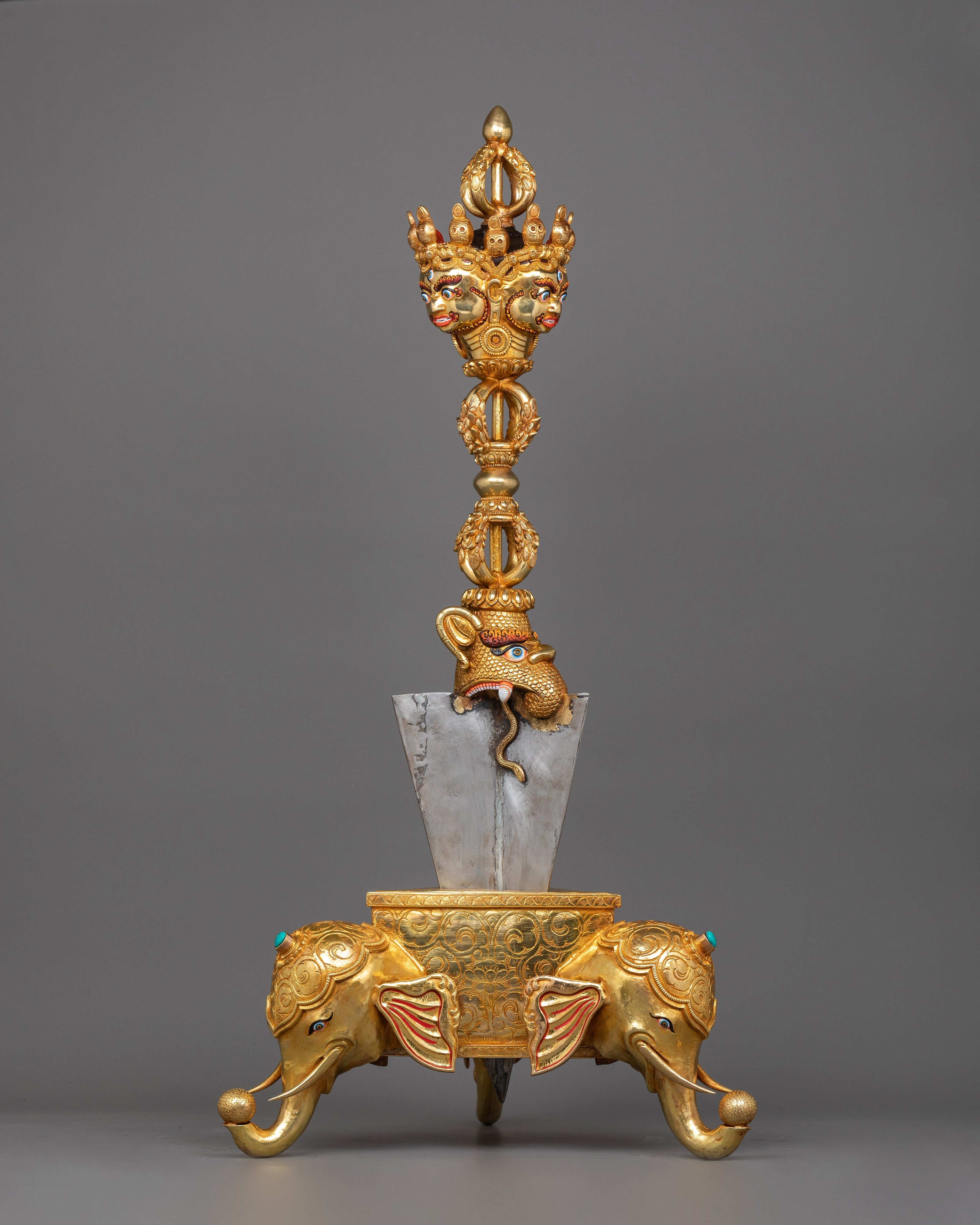 Phurba Ritual Set with Stand | Exquisite Copper Craftsmanship for Sacred Ceremonies