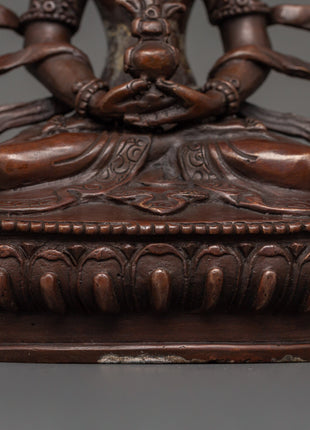 Amitayus Statue in Oxidized Copper | Spiritual Decor