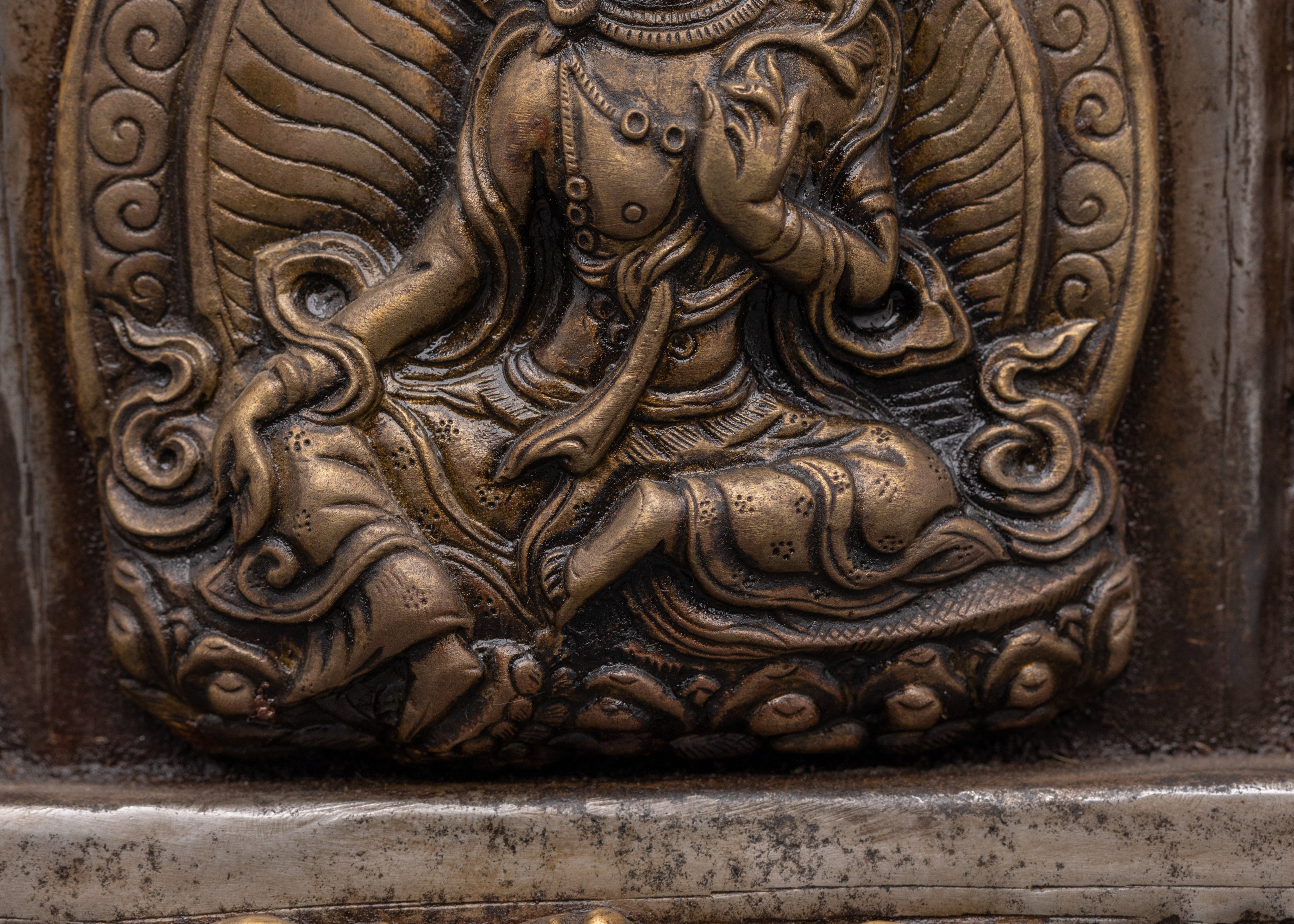 Handcrafted Religious Ghau Box | Tibetan Copper Altar Box for Meditation
