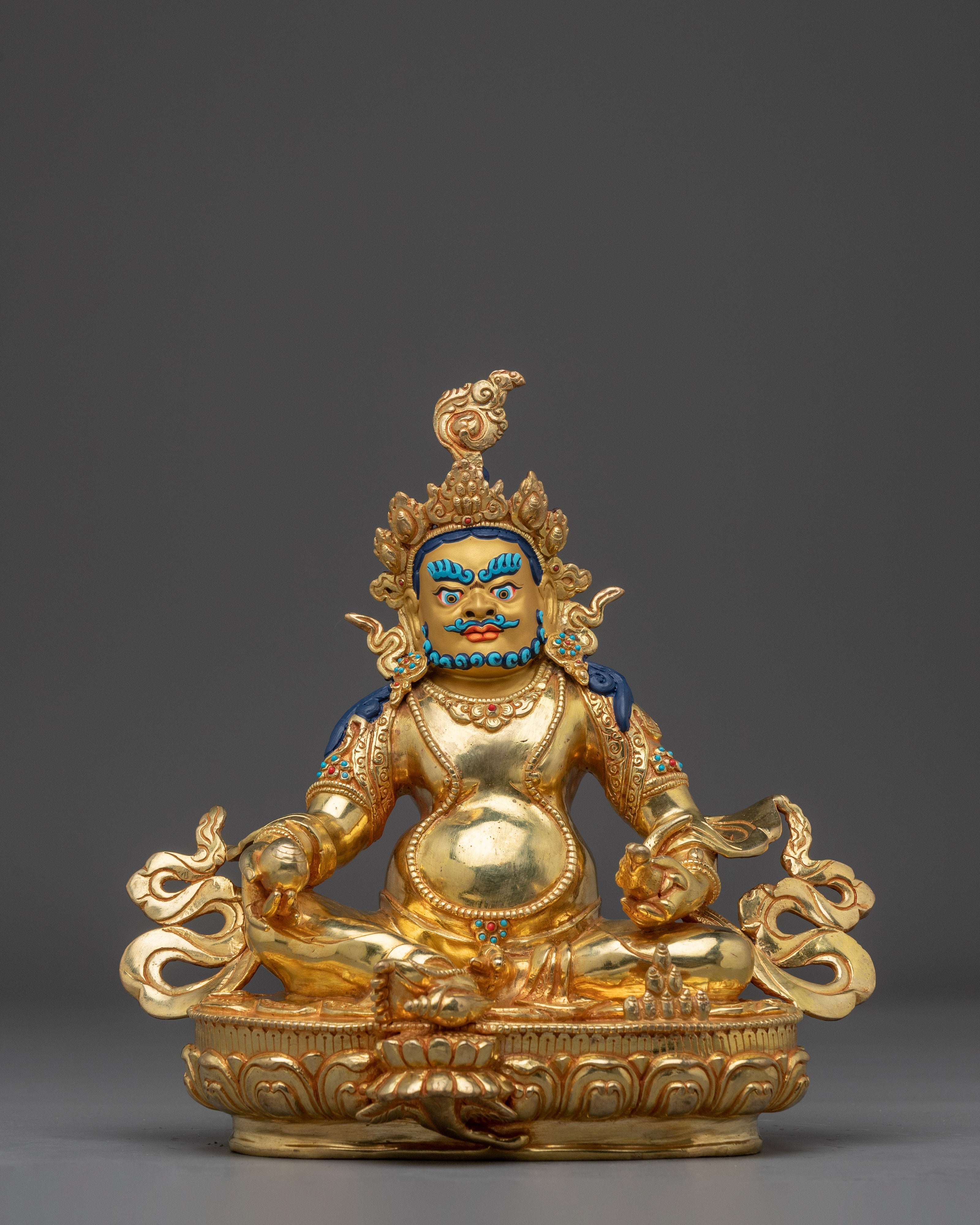 Buddhist Revered Wealth Deity Dzambhala Statue for Abundance and Prosperity 