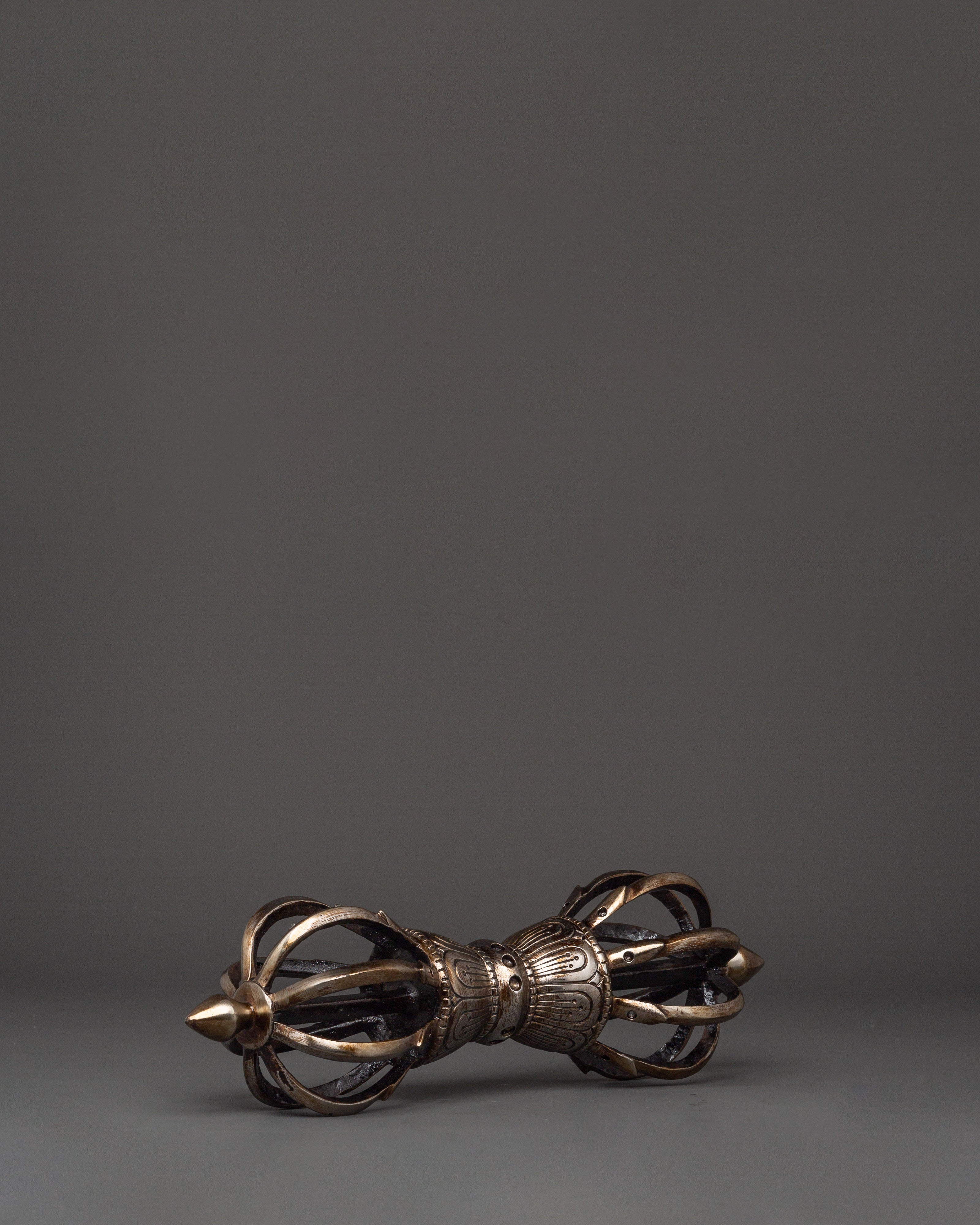 Handcrafted Iron Vajra with Stand | Buddhist Dorje for Ritual and Altar Use