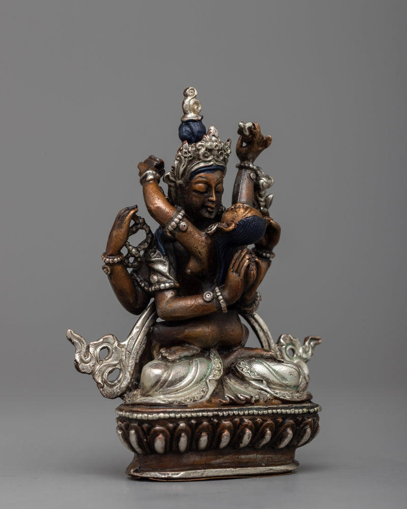 Machine-Made Chenresig Statue in Oxidized Copper | Symbolizing Divine Mercy and Spiritual Grace