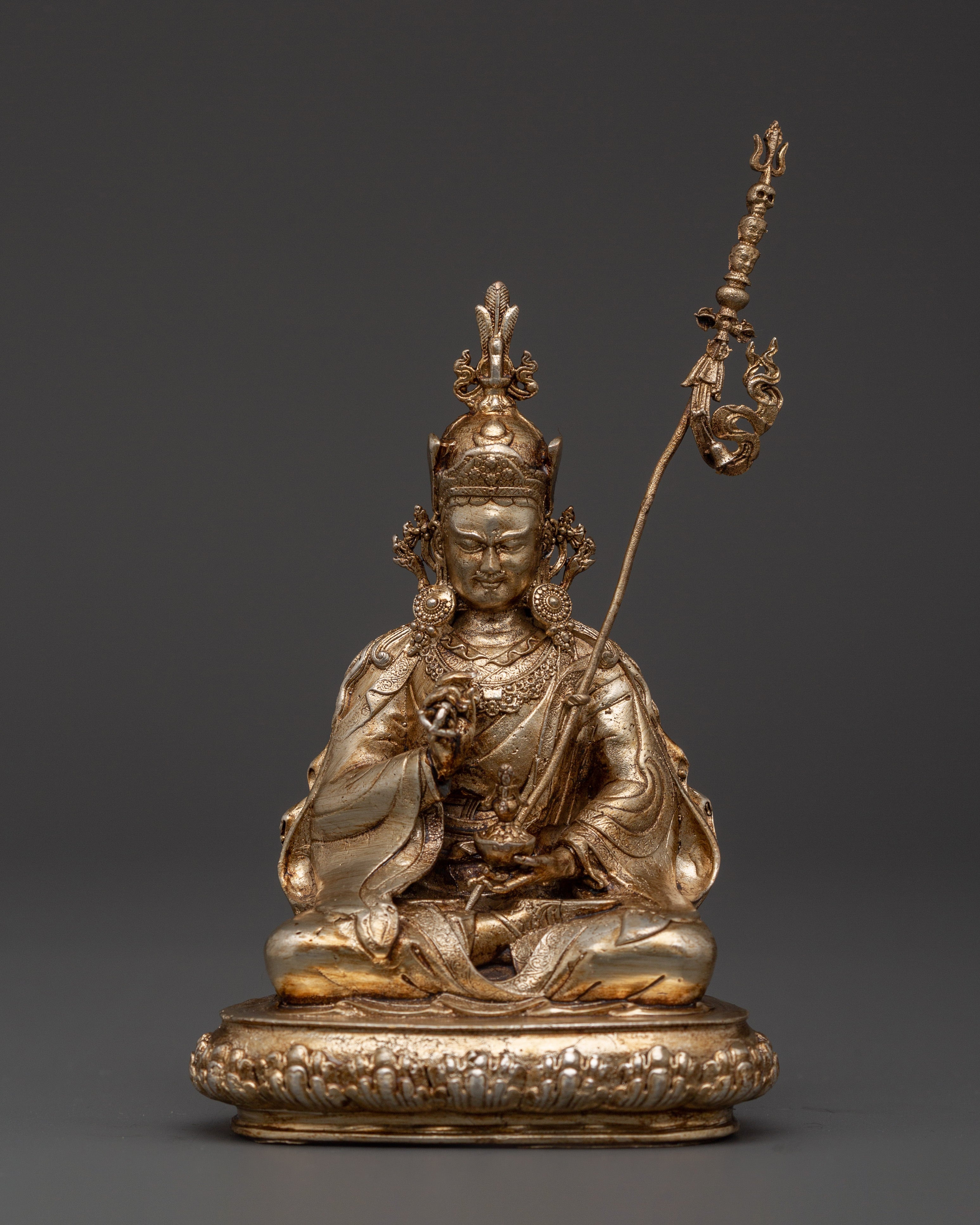 Silver Plated Guru Tsokye Dorje Statue 