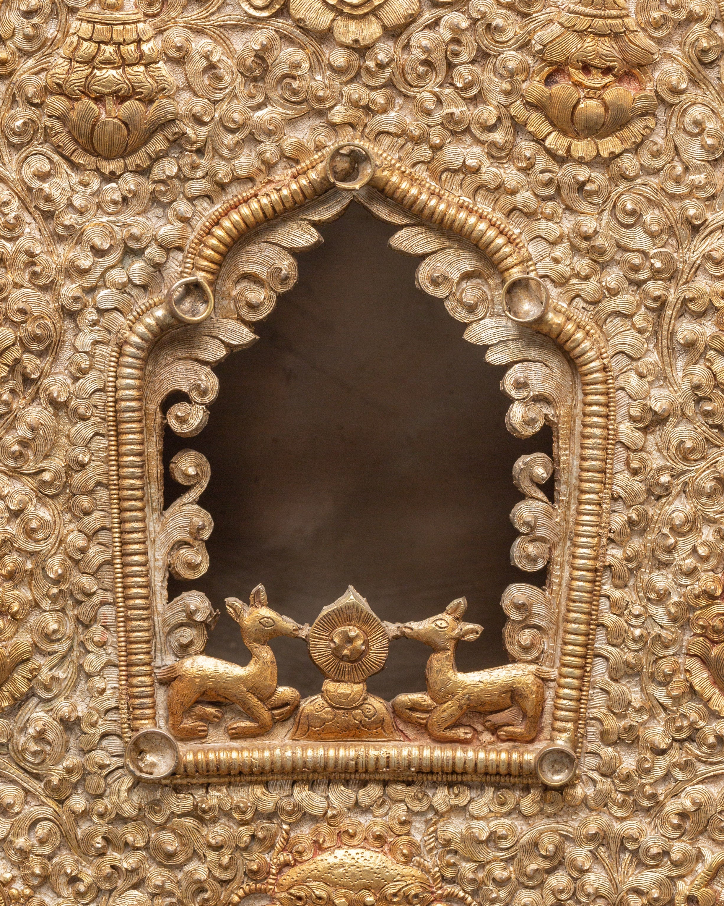 Copper Gold Plated Ghau Box with Semi Precious Stones | Altar and Decor