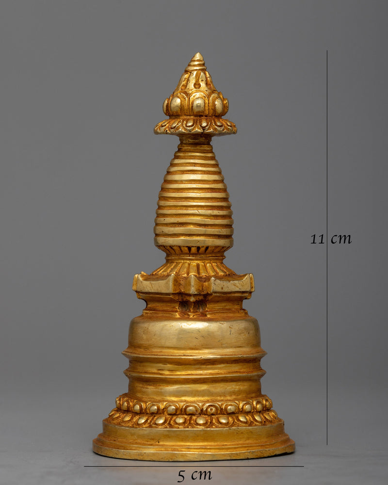 Handmade Stupa, 24K Gold Plated - Symbol of Spiritual Significance