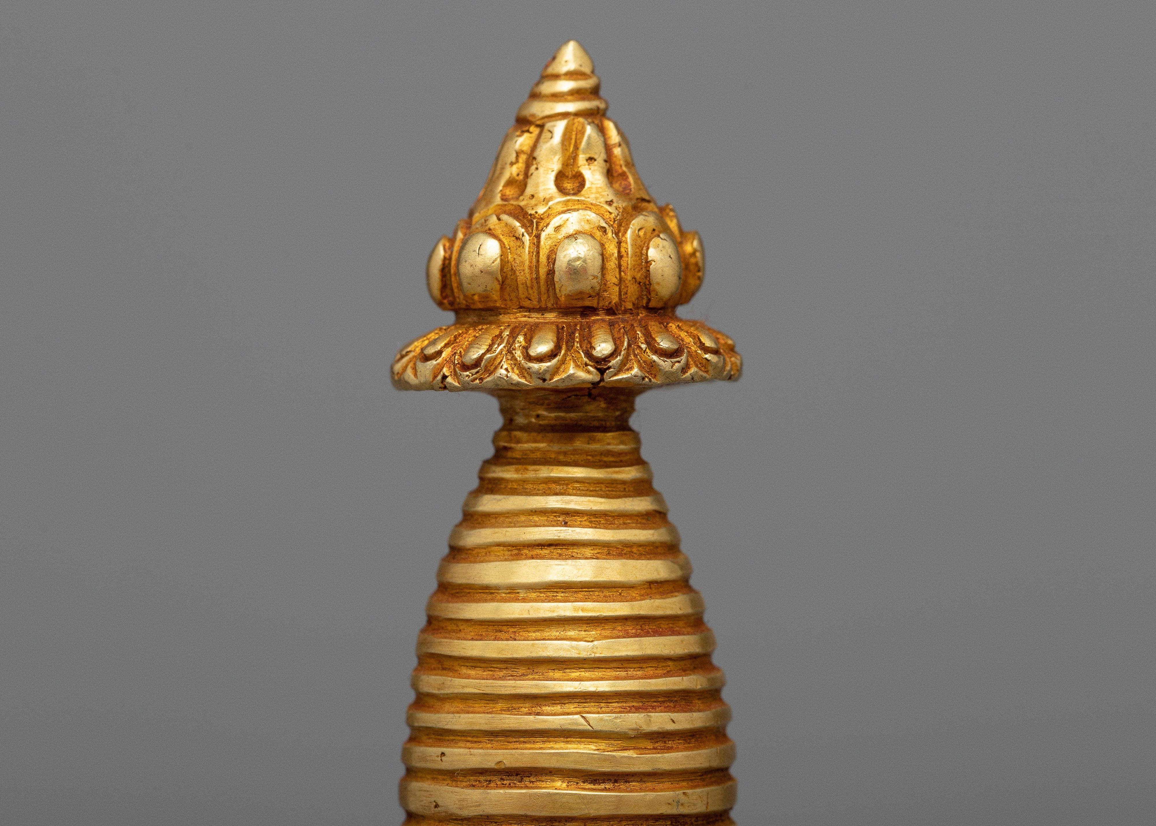 Handmade Stupa, 24K Gold Plated - Symbol of Spiritual Significance