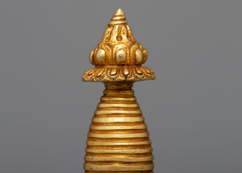 Handmade Stupa, 24K Gold Plated - Symbol of Spiritual Significance