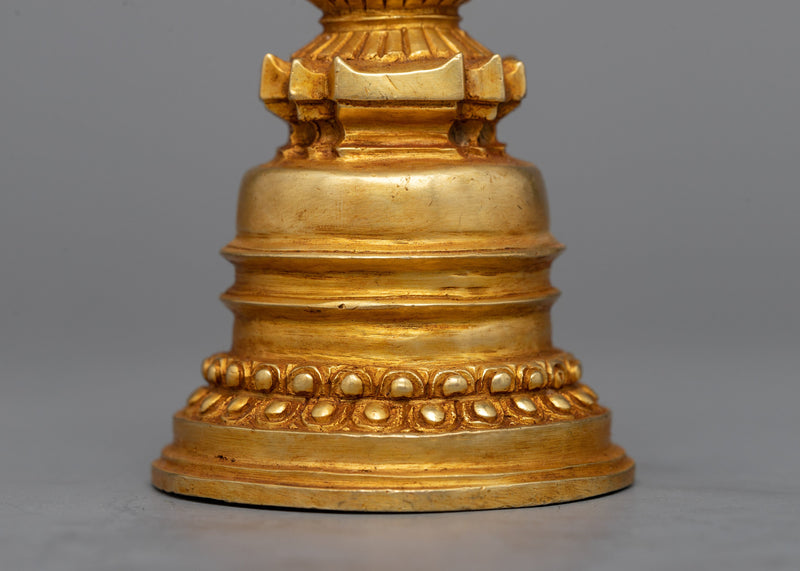 Handmade Stupa, 24K Gold Plated - Symbol of Spiritual Significance