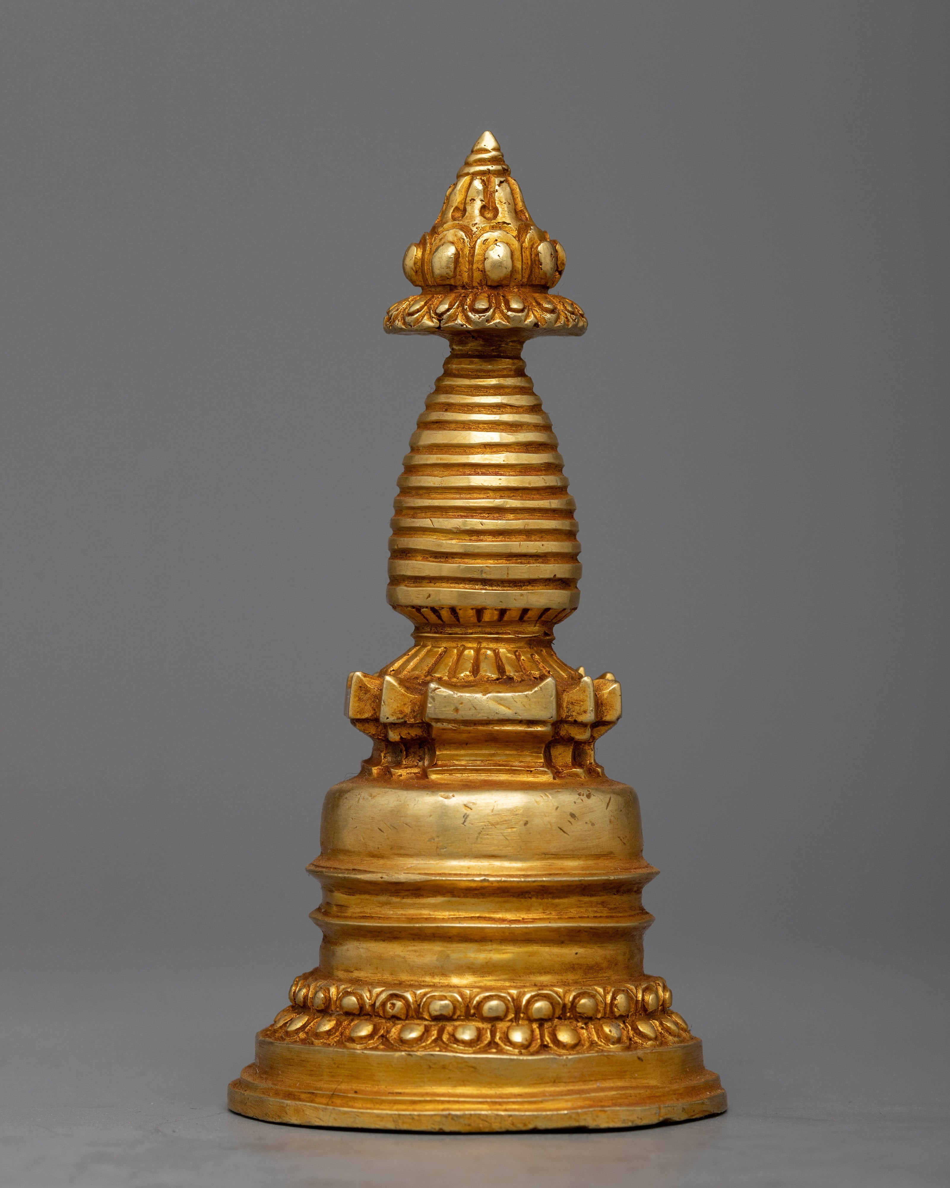 Handmade Stupa, 24K Gold Plated - Symbol of Spiritual Significance