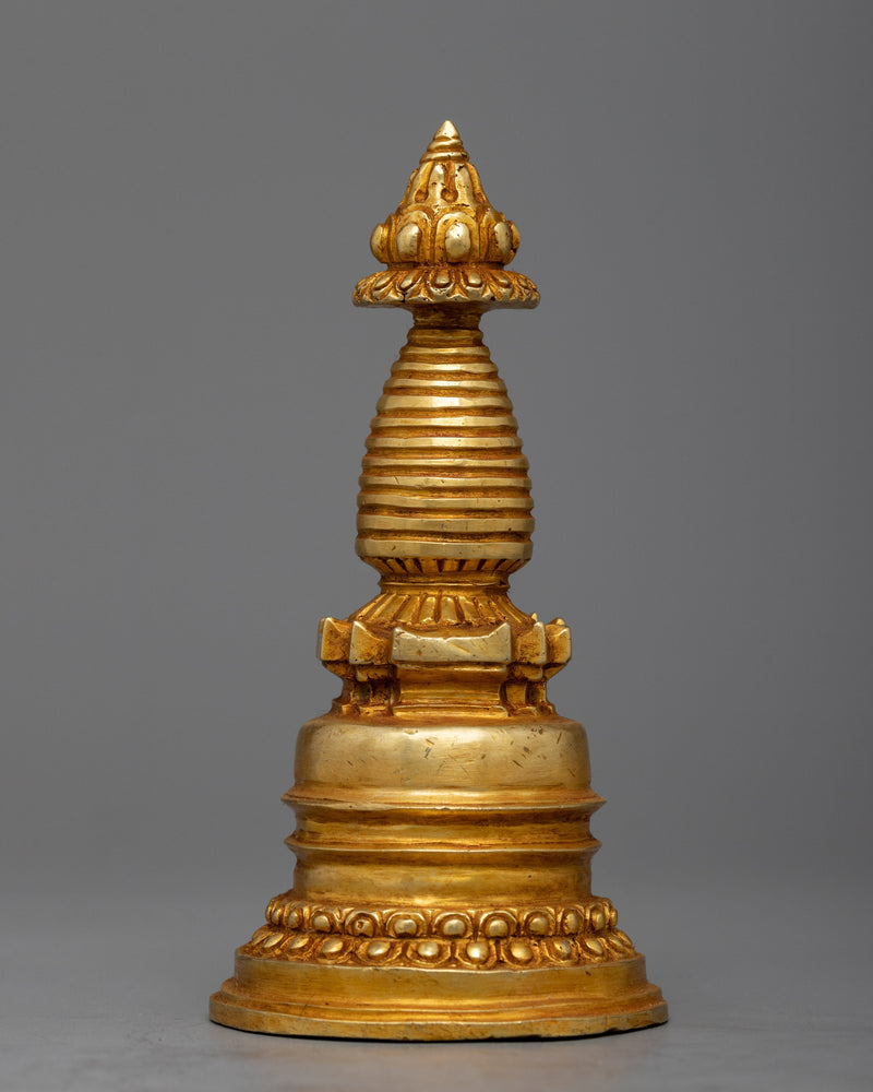 Handmade Stupa, 24K Gold Plated - Symbol of Spiritual Significance