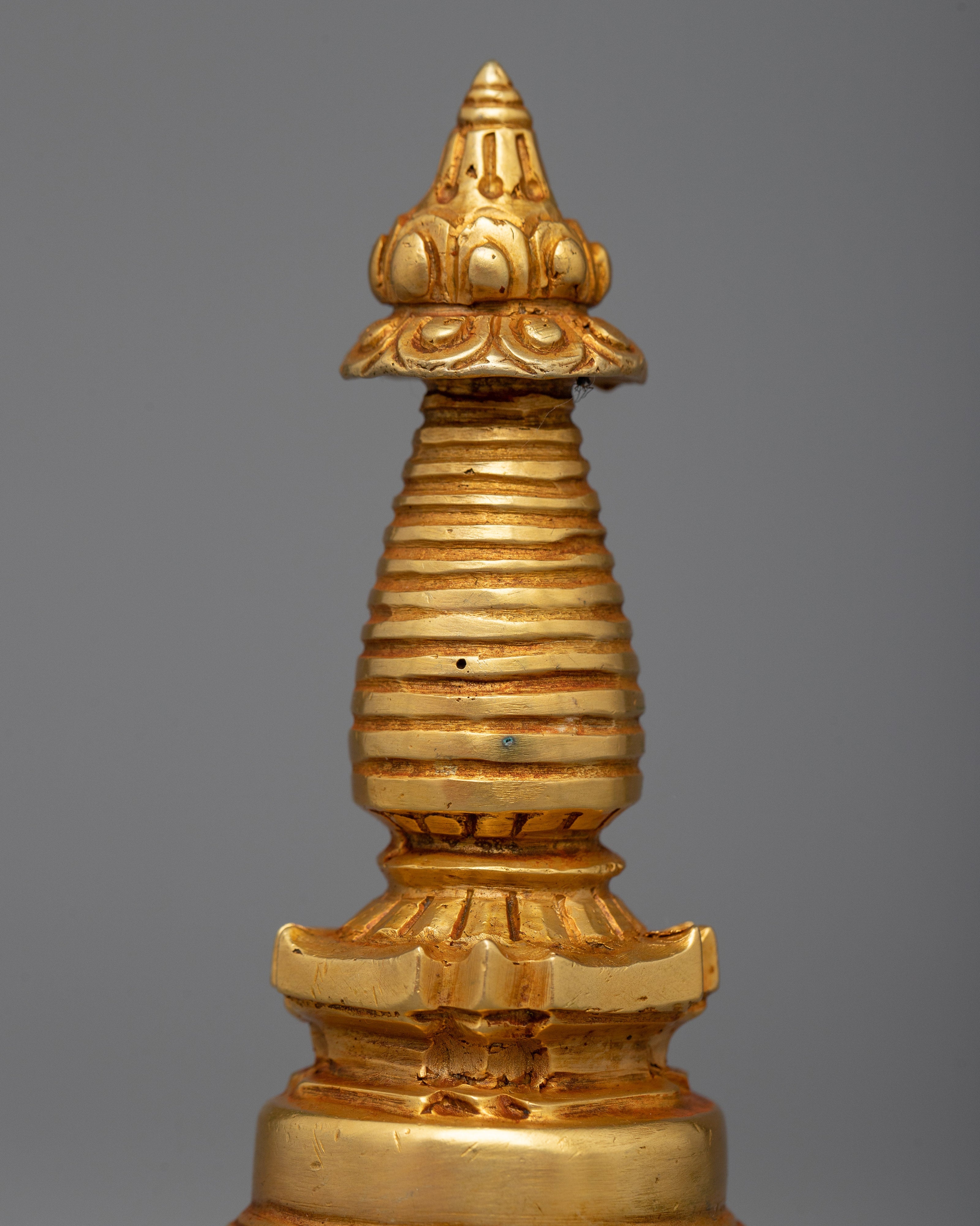 Small Copper Buddhist Stupa | Symbol of Spiritual Sanctity and Divine Connection