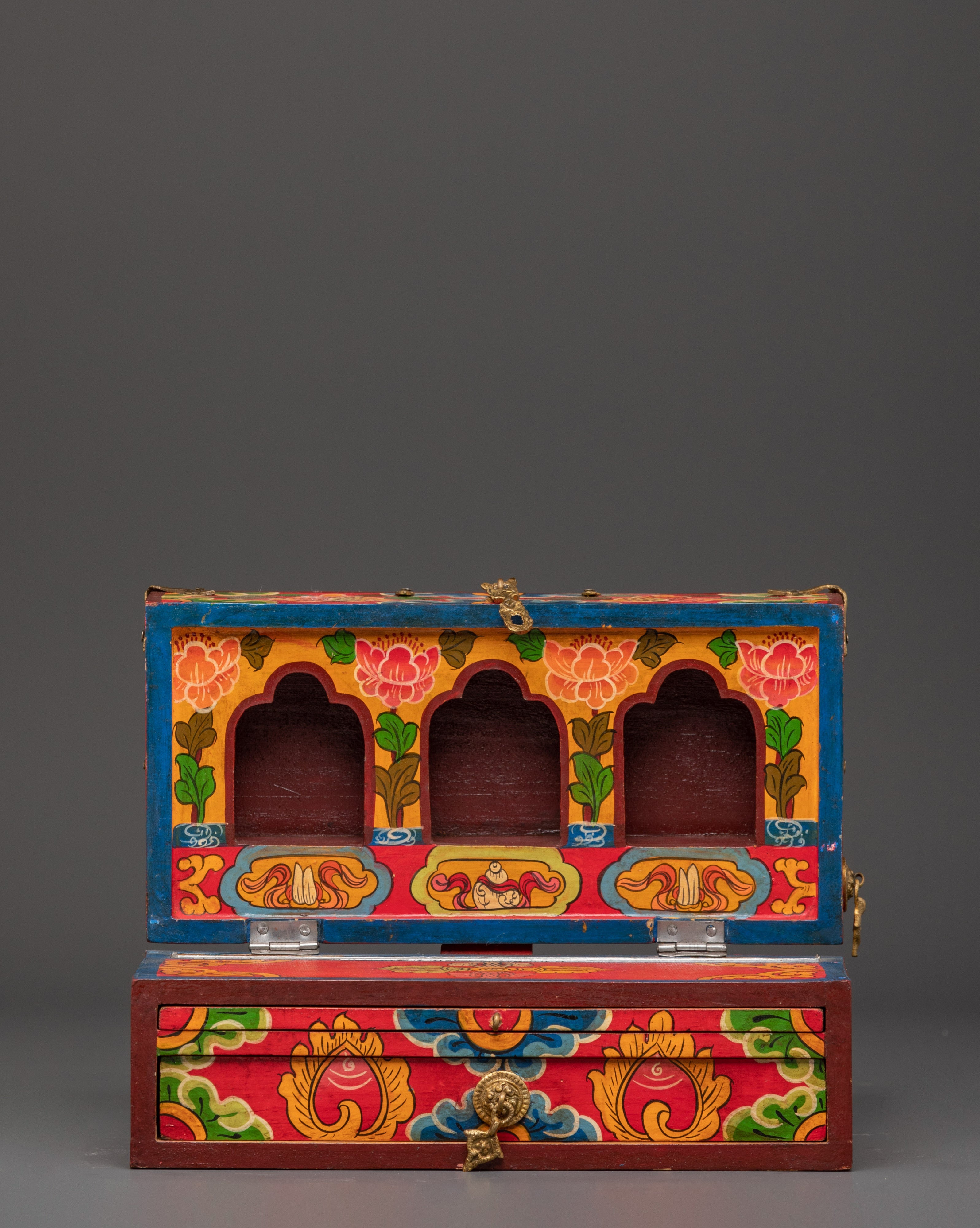 Tibetan Treasure Box with Buddha Statue | Handcrafted Spiritual Gift