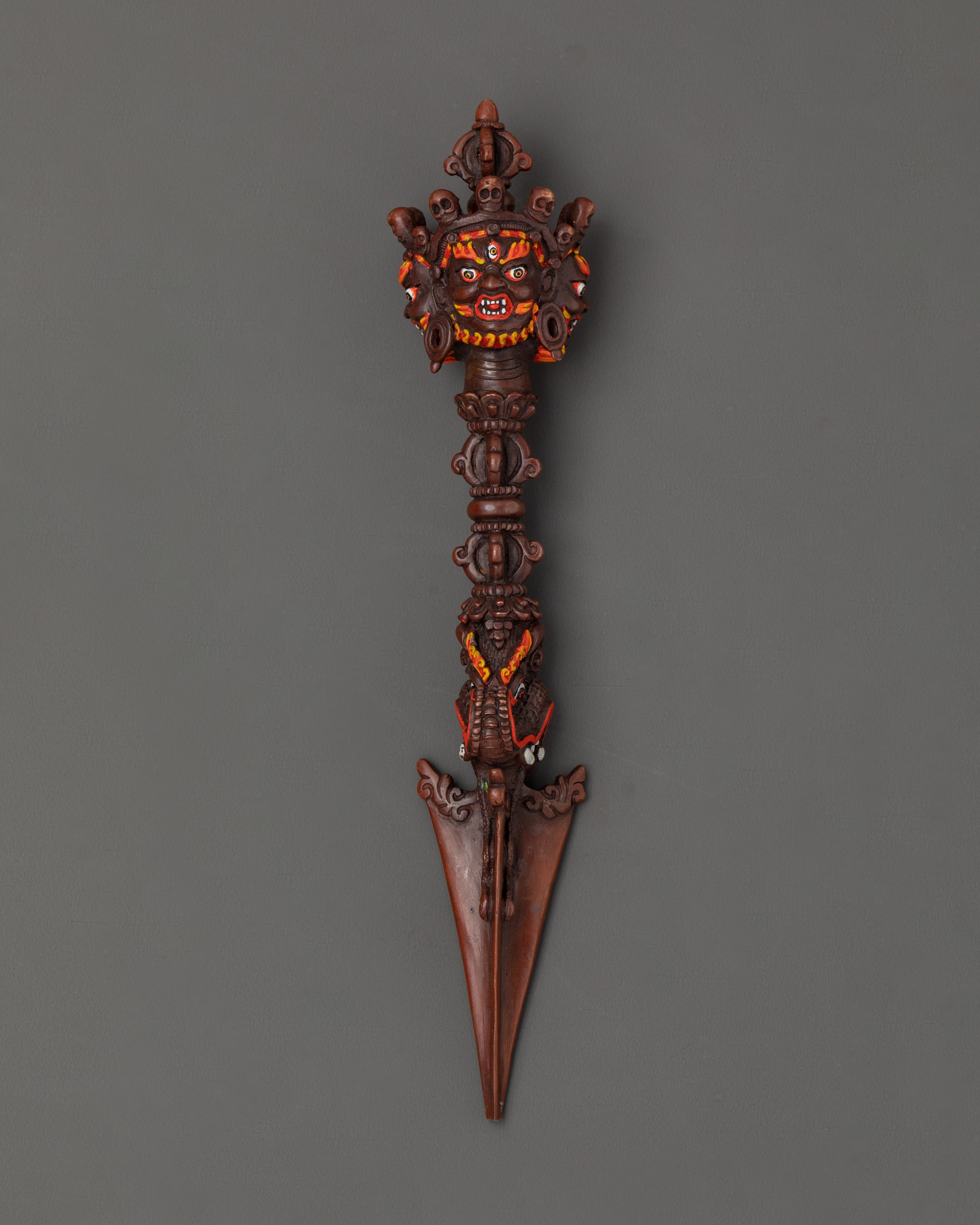 Oxidized Copper Phurba Dagger | Tibetan Ritual Tool of Protection