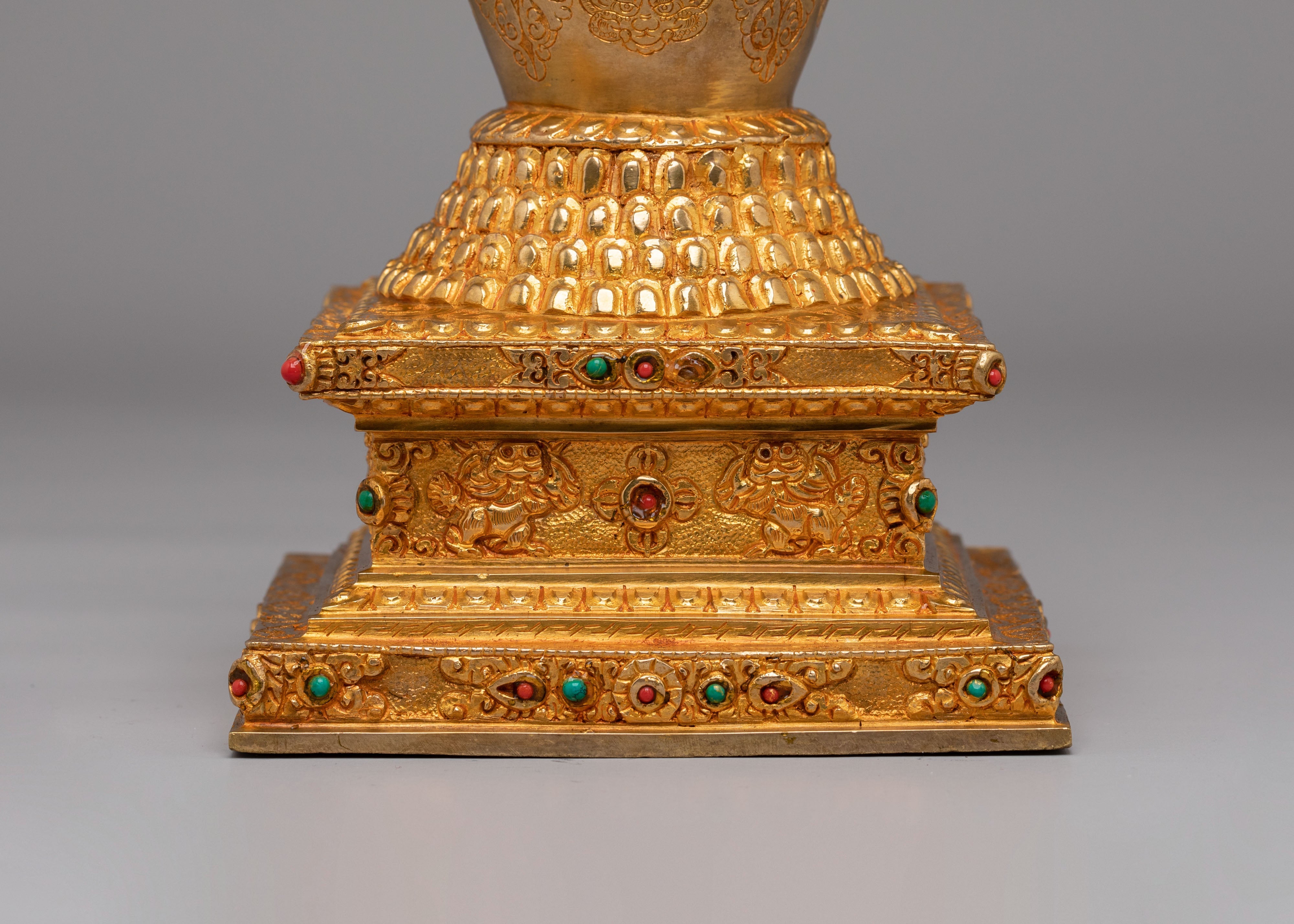 Handmade Lotus Blossom Stupa | Tibetan Copper Stupa for Spiritual Decor