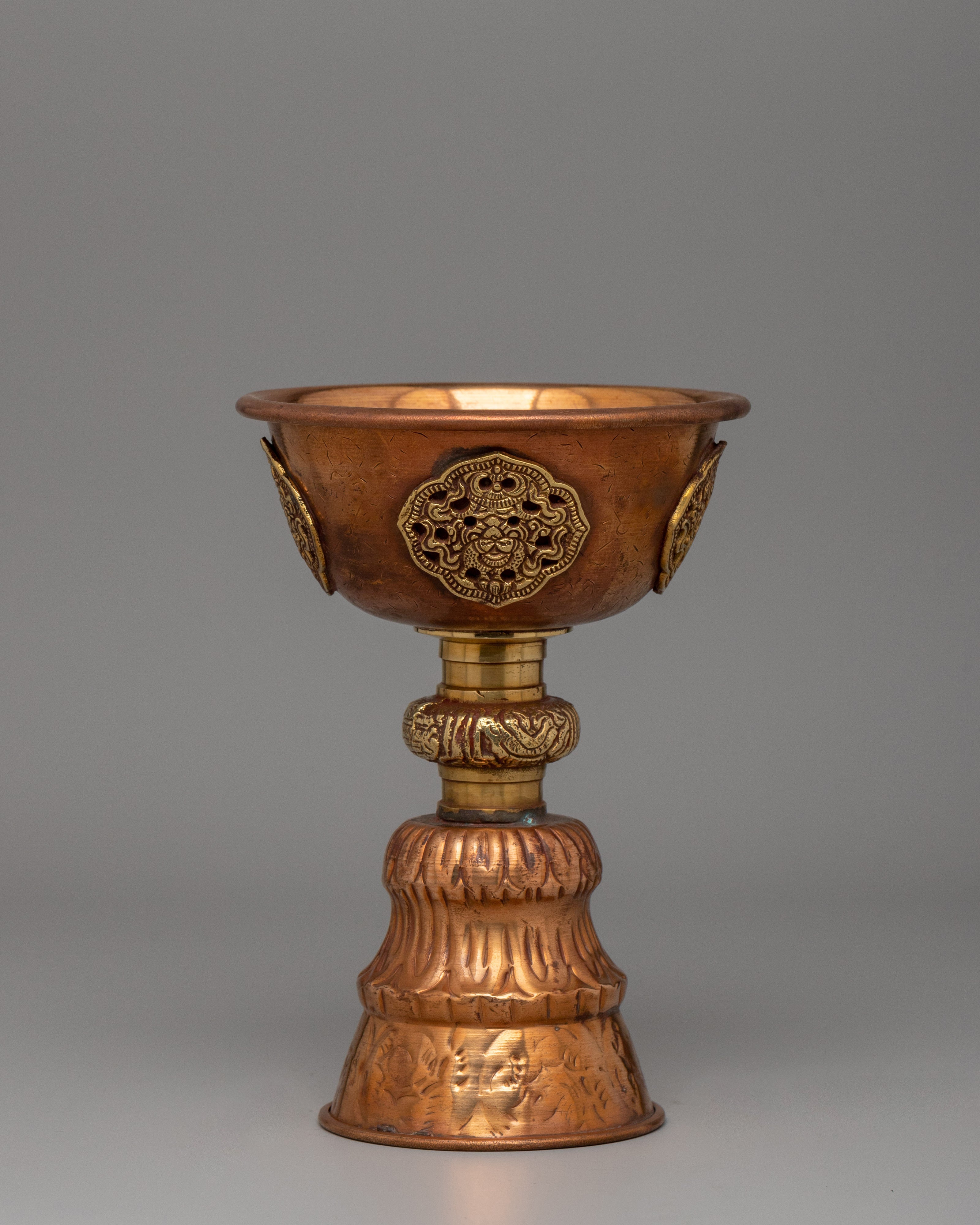 Tibetan Altar Butter Lamp Vessel | Traditional Copper Offering Lamp