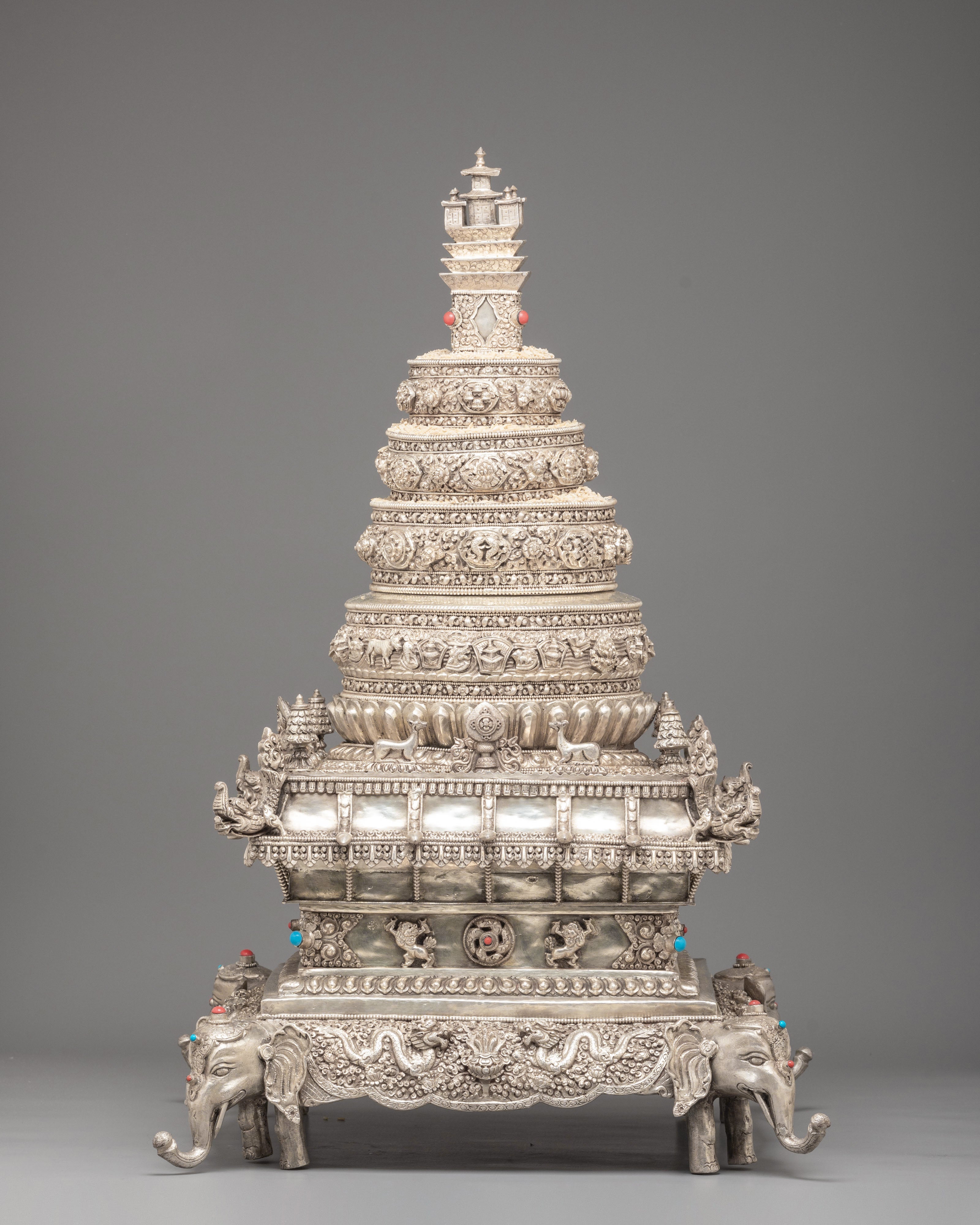 Traditional Tibetan Silver Mandala Set | Sacred Buddhist Offering Set