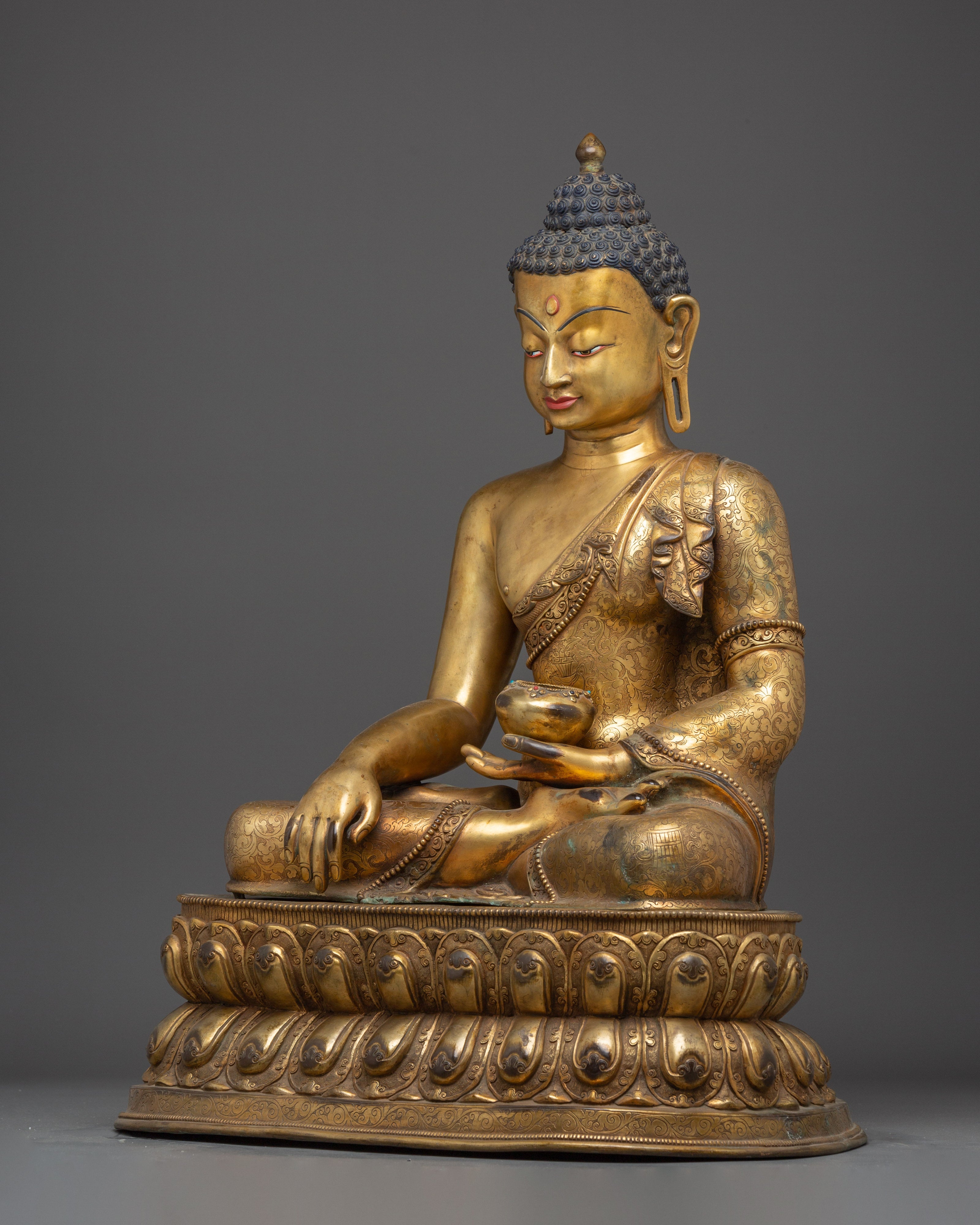 Copper Gold Plated Shakyamuni Buddha | Statue for Meditation, Spiritual Growth