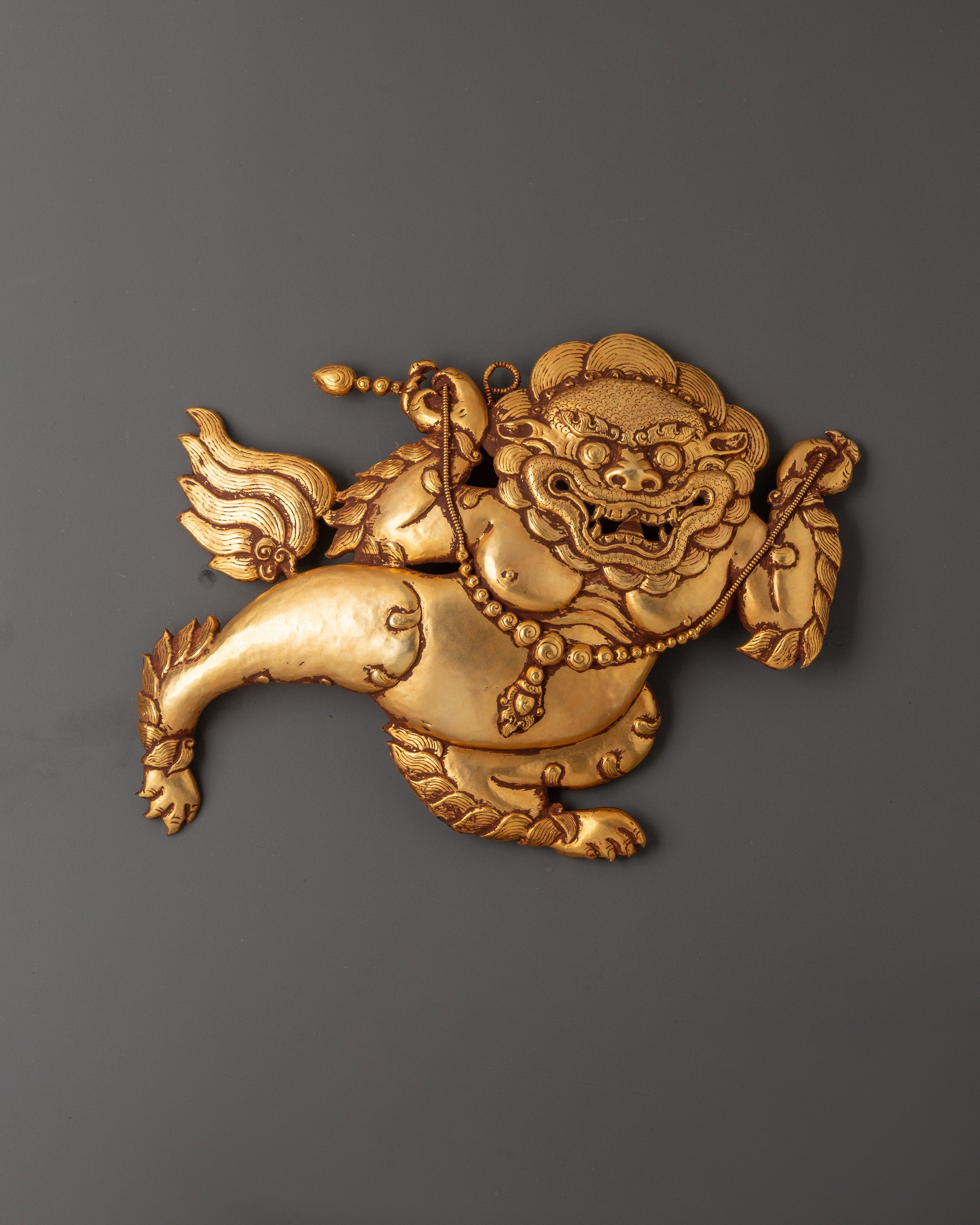 Lion Protector Wall Hanging | Handcrafted Tibetan Guardian Decor