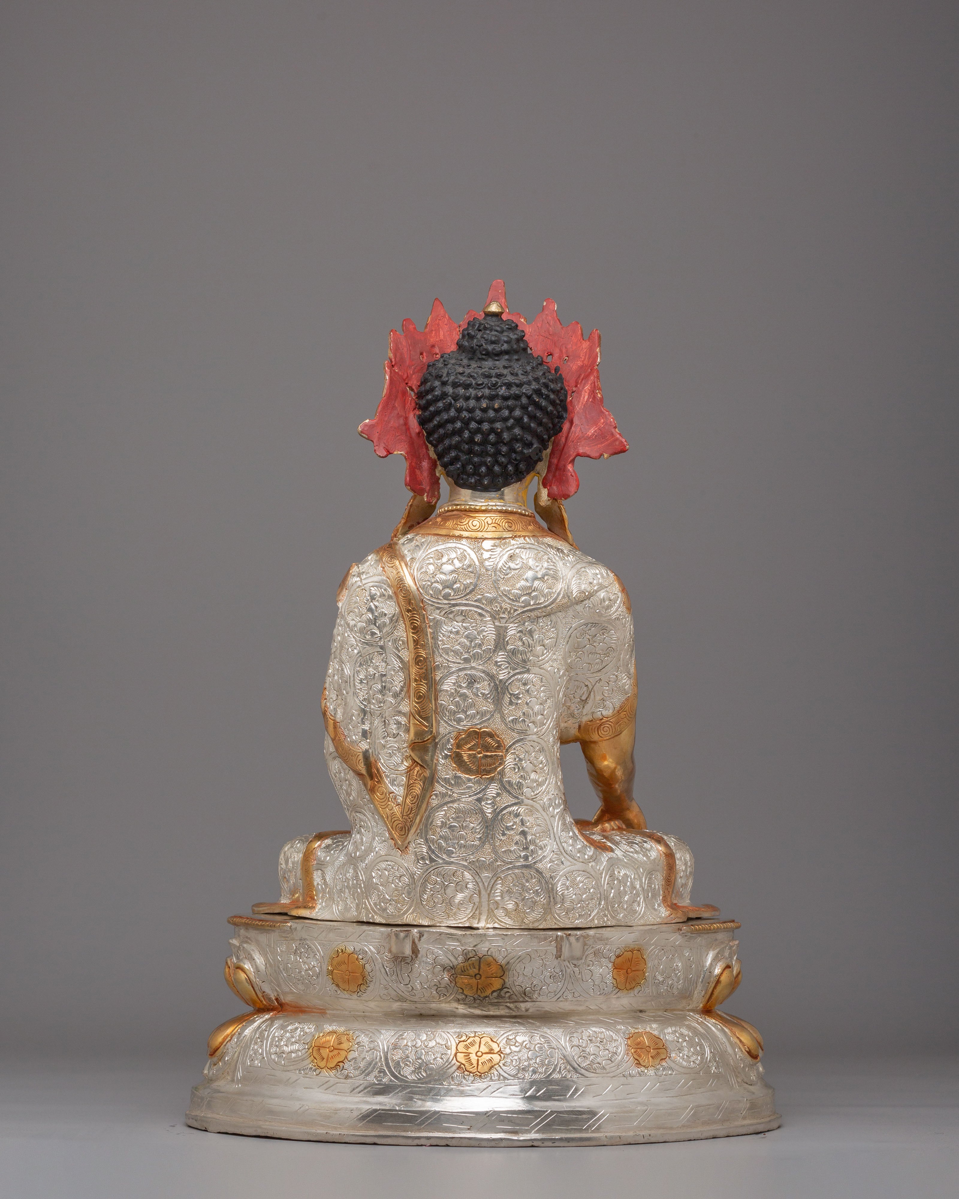 Buddhist Crown Shakyamuni Buddha Statue | Handcrafted Tibetan Deity Sculpture