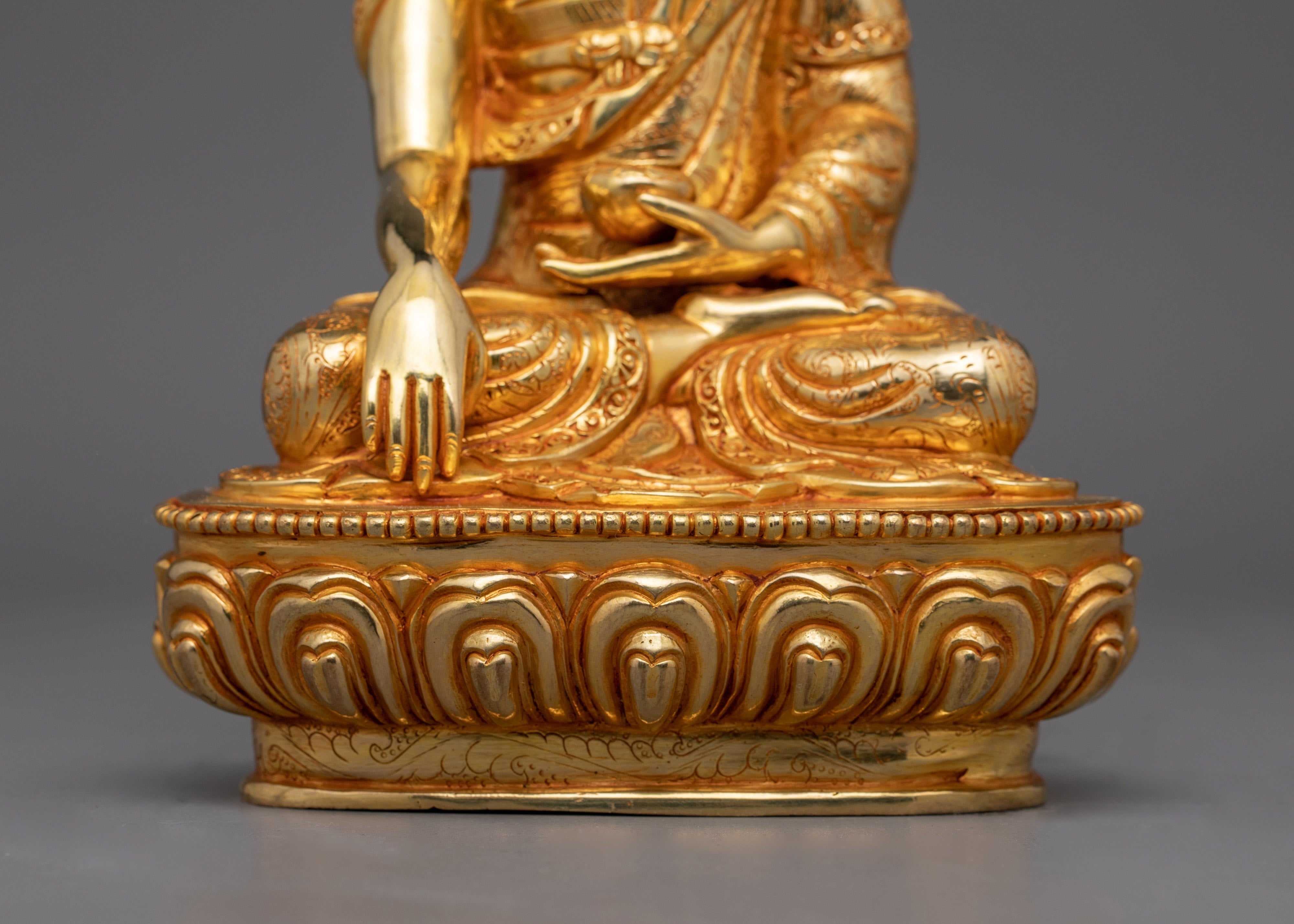 Gold Gilded Tranquil Shakyamuni Buddha Statue | Symbol of Serenity and Inner Wisdom