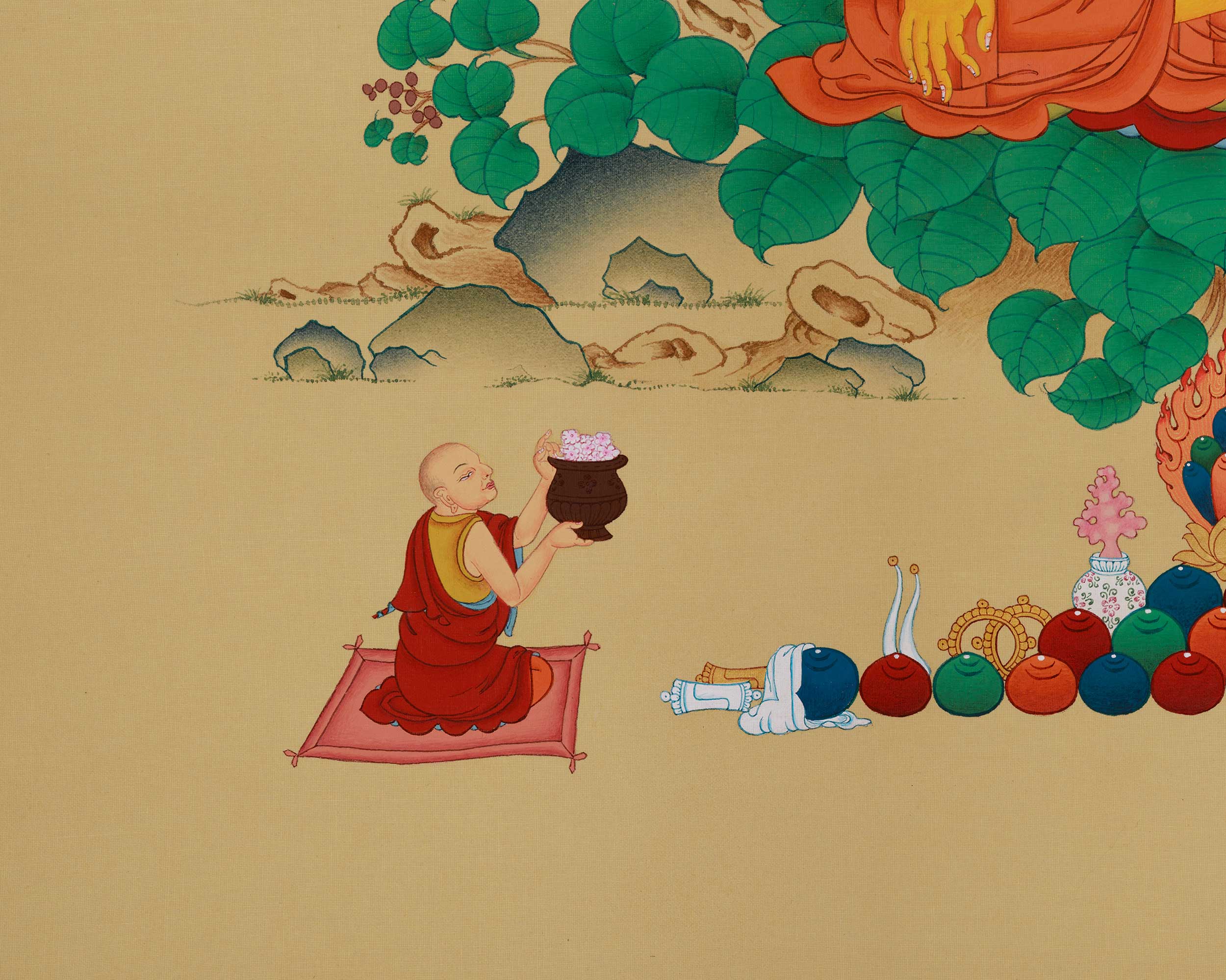 Peaceful Thangka of Shakyamuni Buddha | Founder of the Buddhist Religion