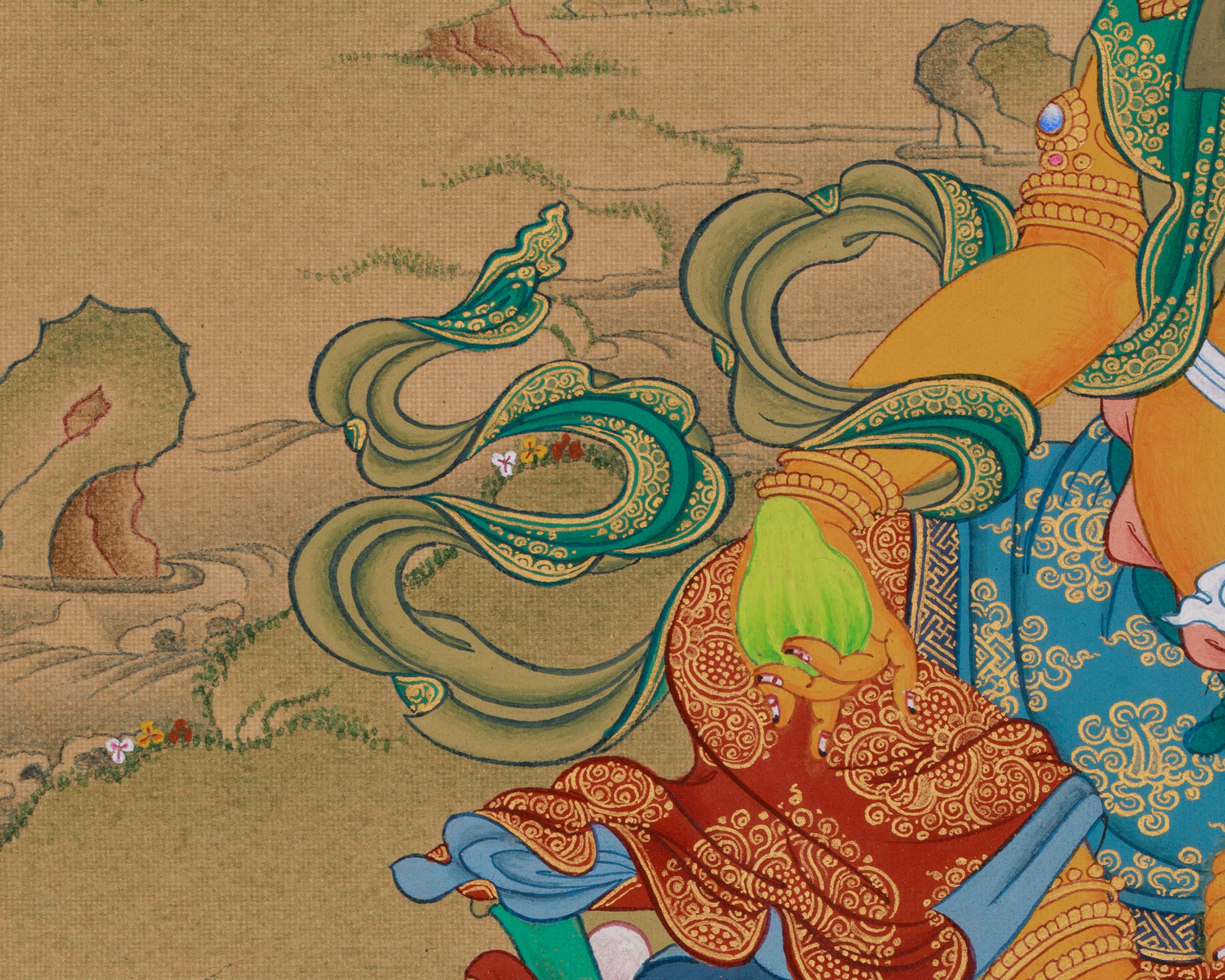Sacred Thangka of Dzambhala with Ratnasambhava | Buddha of Wealth and Wisdom