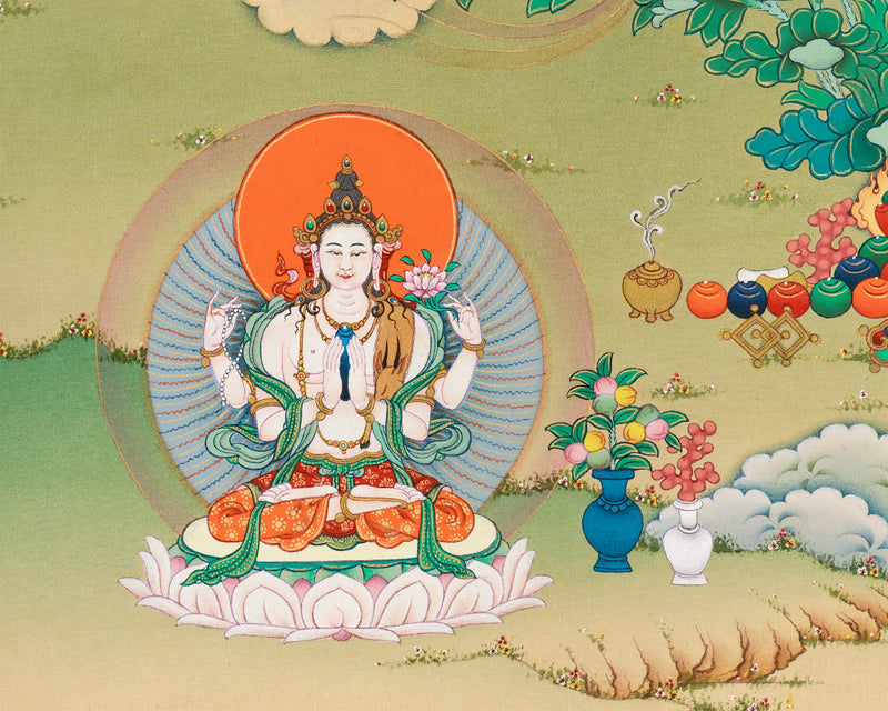 The Supreme Buddha, Vajrasattva Thangka Print | Bodhisattva of Purification