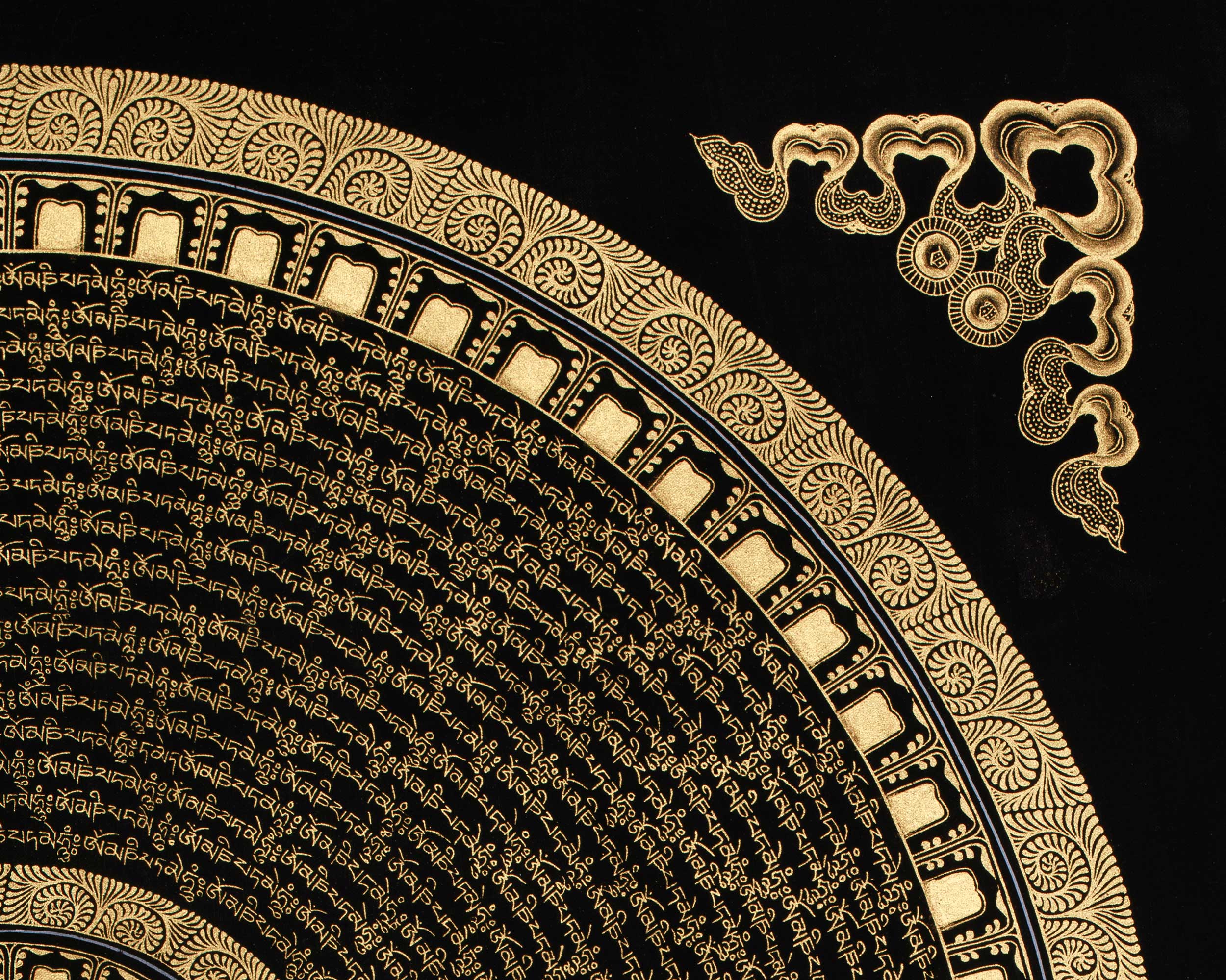 Traditional Tibetan Mantra Mandala Thangka | Meditation Room Decor