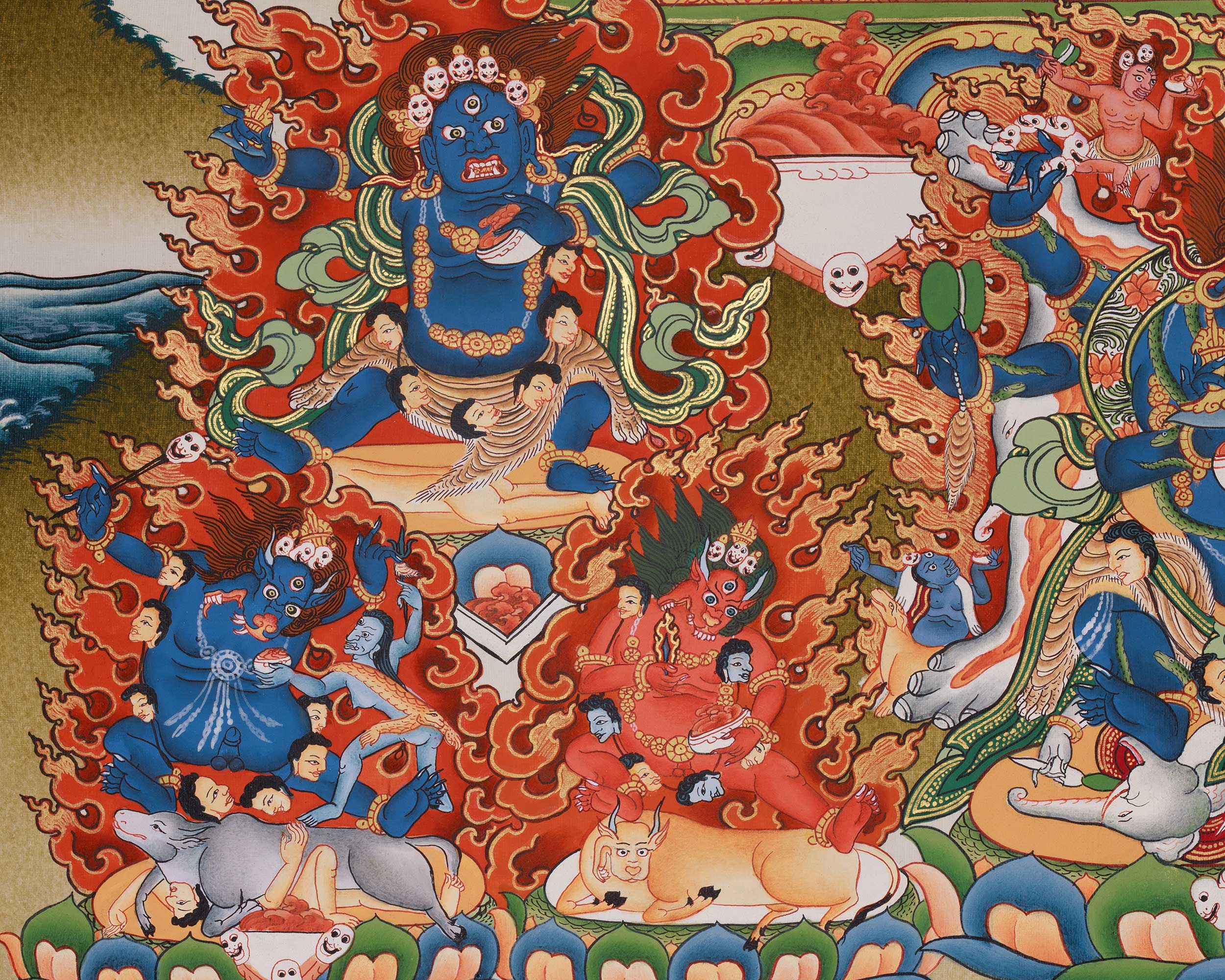 29-Inch Yamantaka Thangka | The Fierce Form of Manjushri