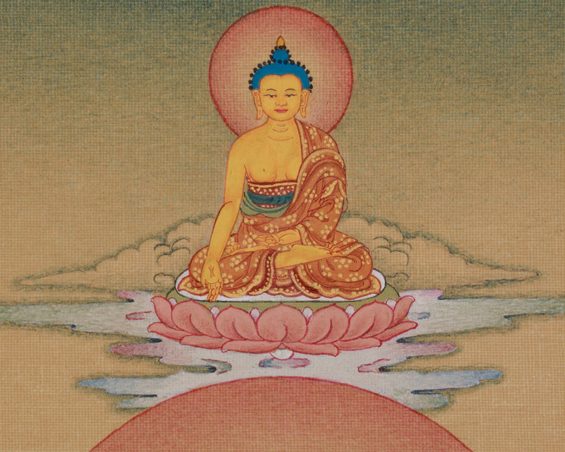 Tibetan Dzambhala with Ratnasambhava Thangka |  Prosperity Artwork