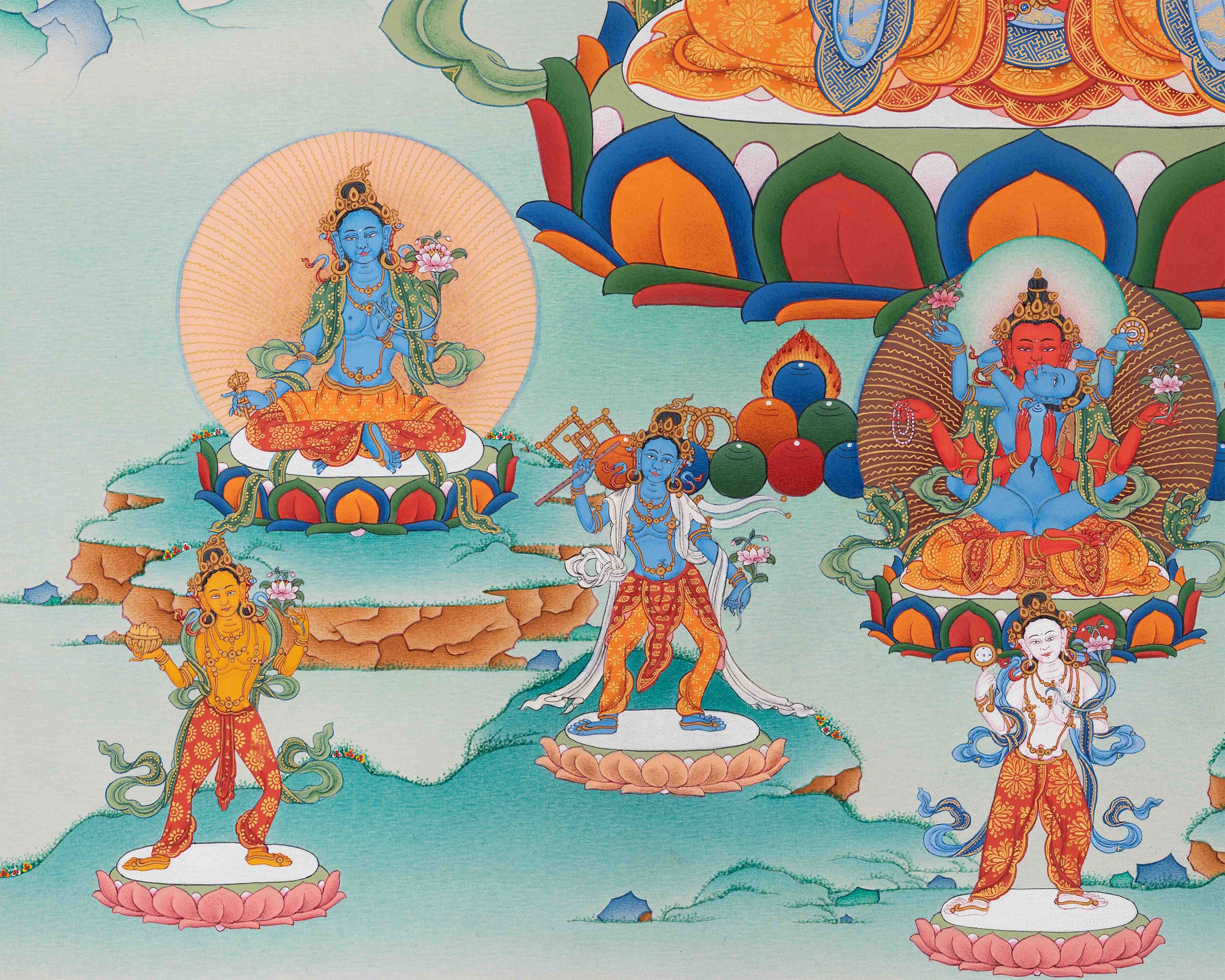 Red Chenreisg (Gyalwa Gyatso) Thangka | Manifestations of Avalokiteshvara