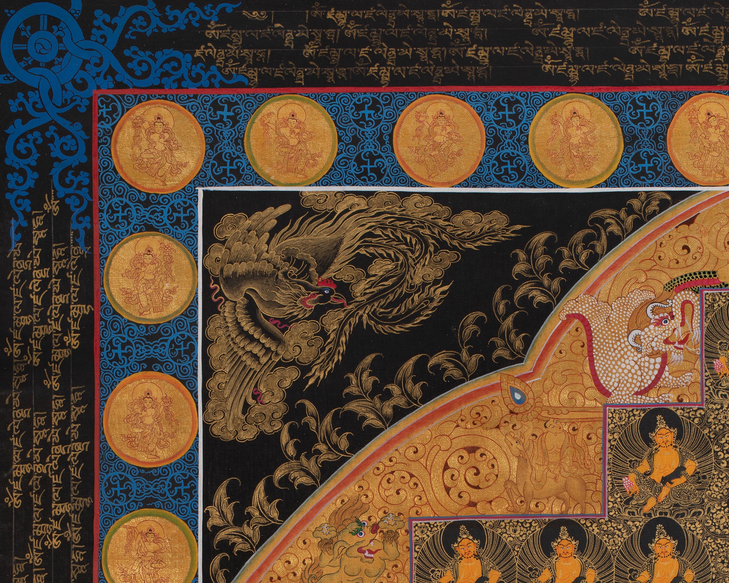 Dzambala Yellow Thangka  |  Traditional Tibetan Art | Wall Decors