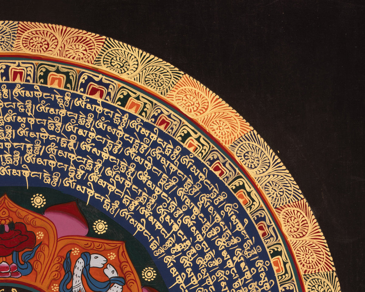 Mantra Mandala Himalayan Art | Traditional Buddhist Artwork | Buddhist Visual Thangka