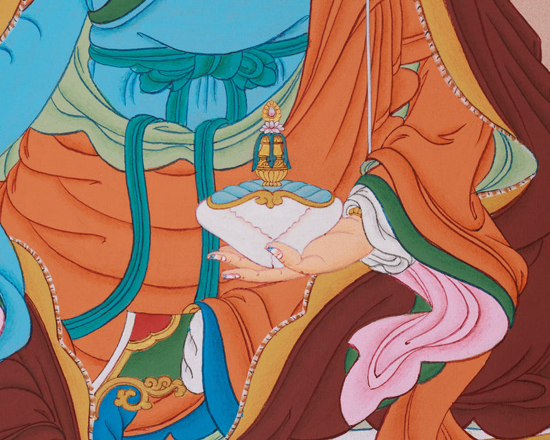 Tibetan Lotus Master Thangka - Sacred Guru Rinpoche Painting for Meditation