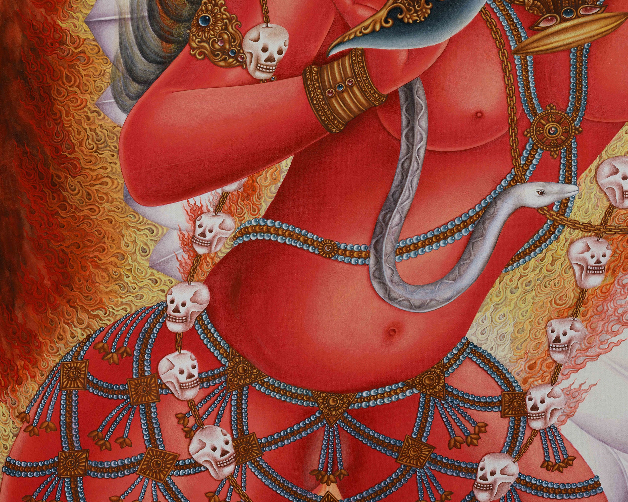 Female Buddha, Vajrayogini Thangka Print | Fierce Wisdom in Giclée Cotton Canvas