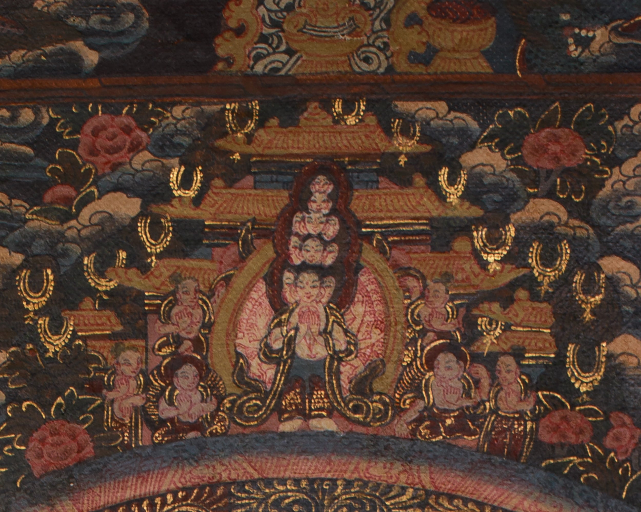 The Vintage Buddha Mandala Thangka | Celestial Buddha & Four Mandalas