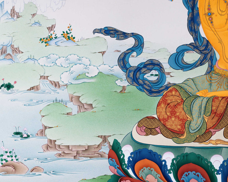 High-Quality Manjushri Giclee Thangka Print | Bodhisattva Of Wisdom | Tibetan Buddhism Art