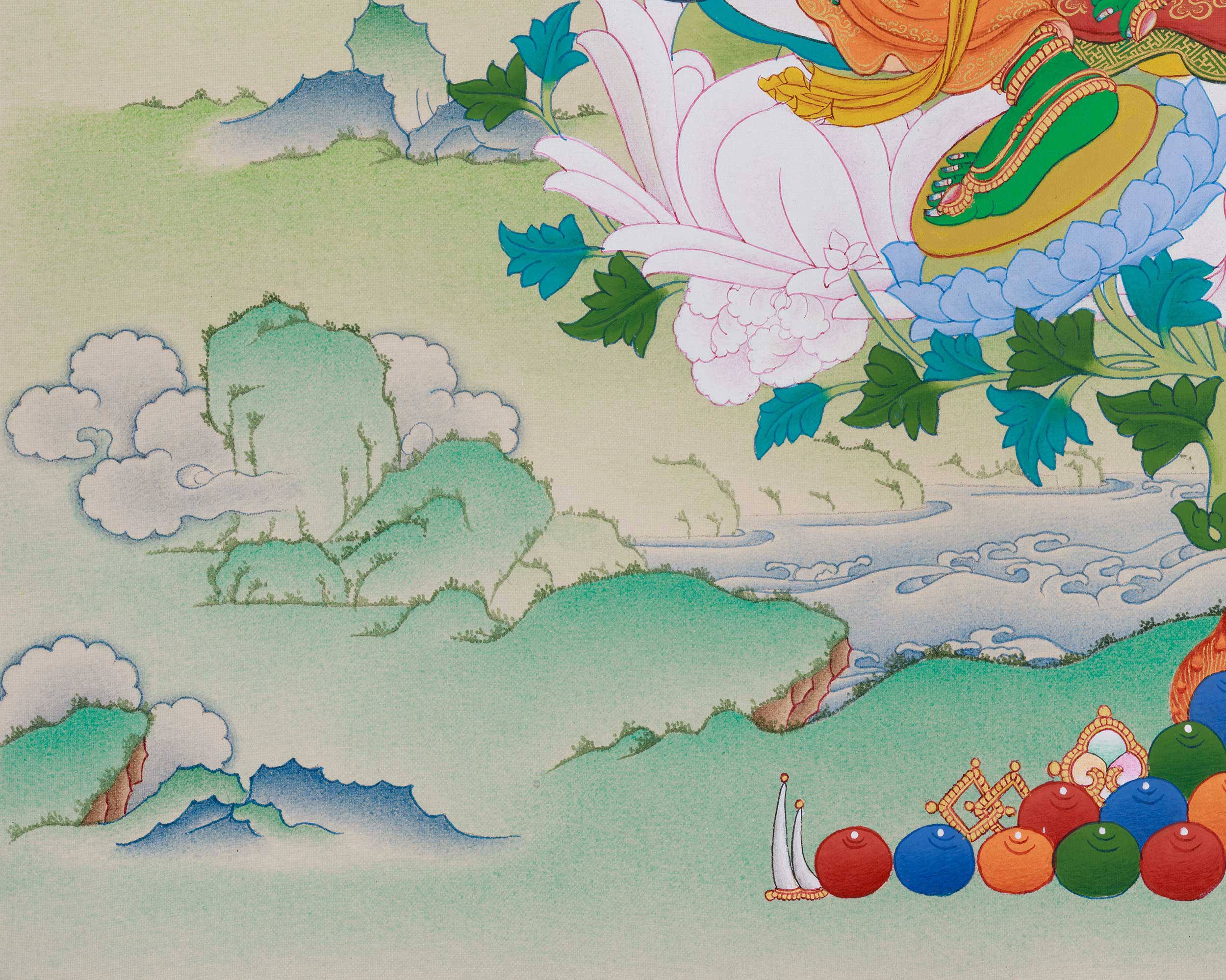 Divine Thangka of Green Tara with Amitabha | Goddess of Compassion and Protection