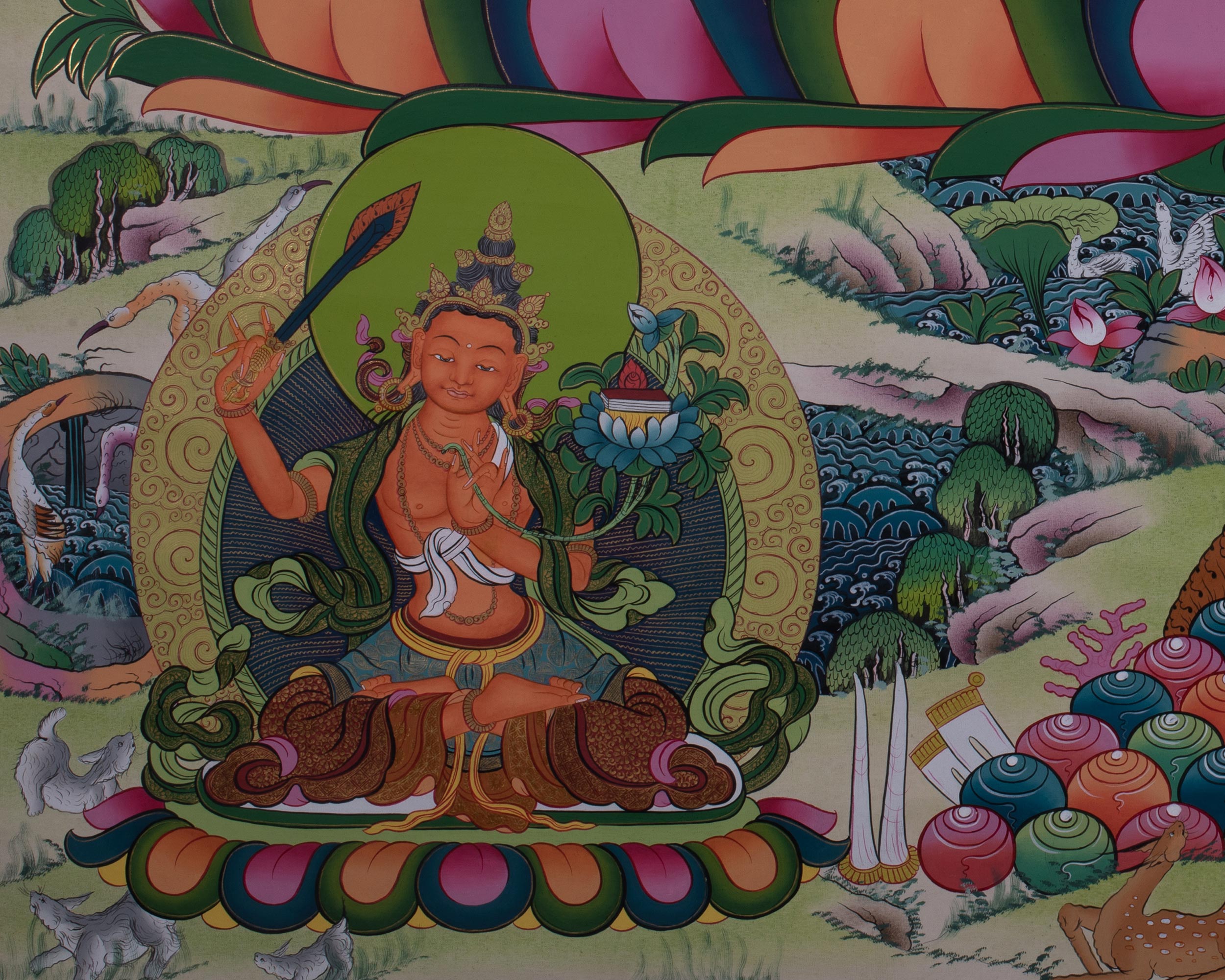 Large 60-Inch Chenrezig Thangka | Four-Armed Avalokiteshvara
