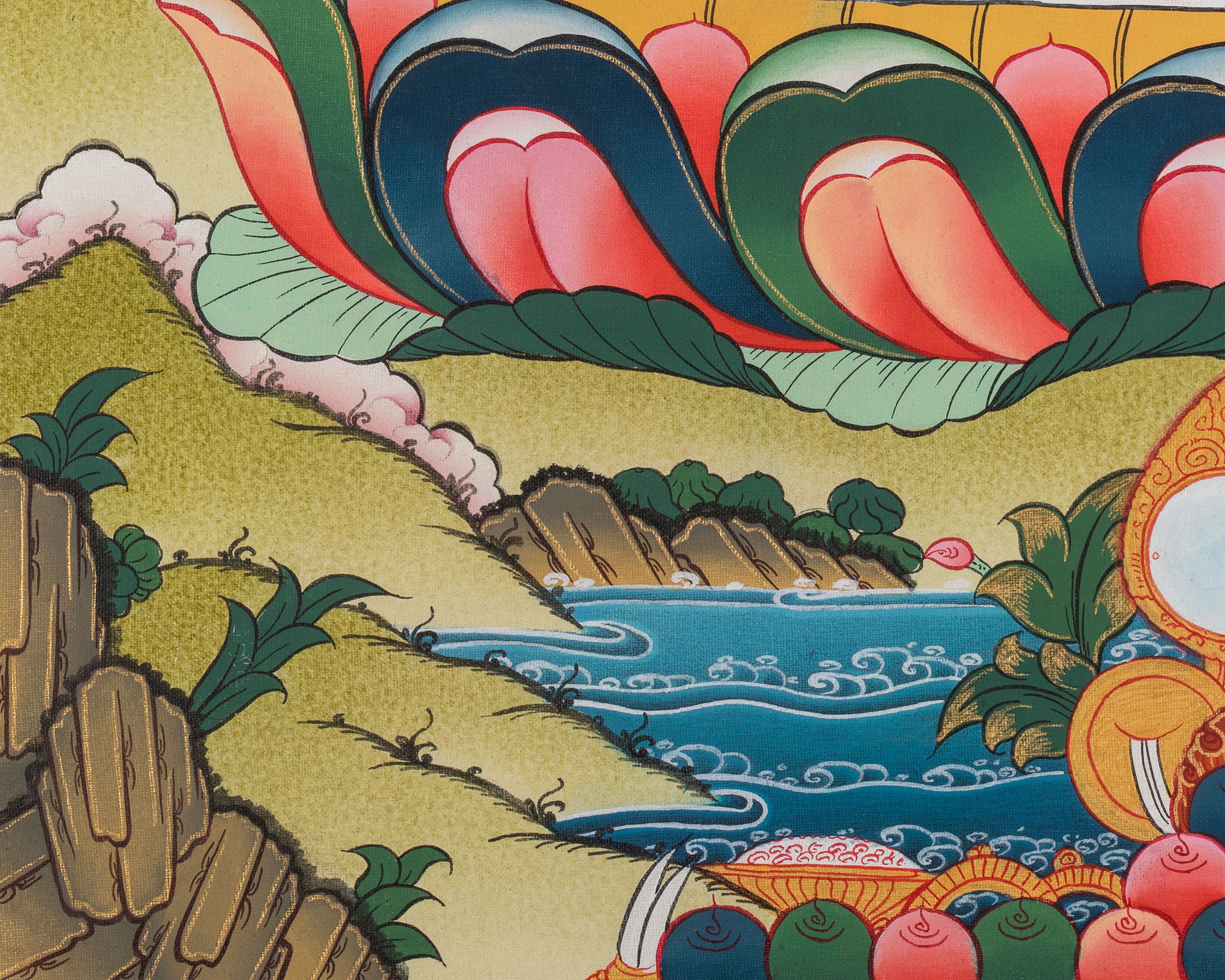 Divine Deity Chenrezig | Hand-Painted Avalokiteshvara Thangka