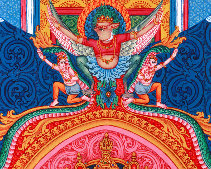 Amoghasiddhi Buddha Thangka Print | Buddha Giclee Canvas | Traditional Paubha Artwork