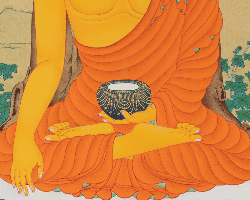 The Enlightened Shakyamuni Buddha Under The Bodhi Tree | Spiritual Giclee Canvas Print