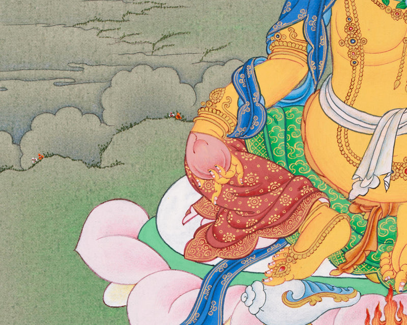 Small Dzambhala Thangka | Hand-Painted in Karma Gadri Style