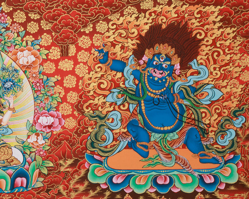 Three Bodhisattva Guardians Thangka | Chenrezig, Manjushri & Vajrapani