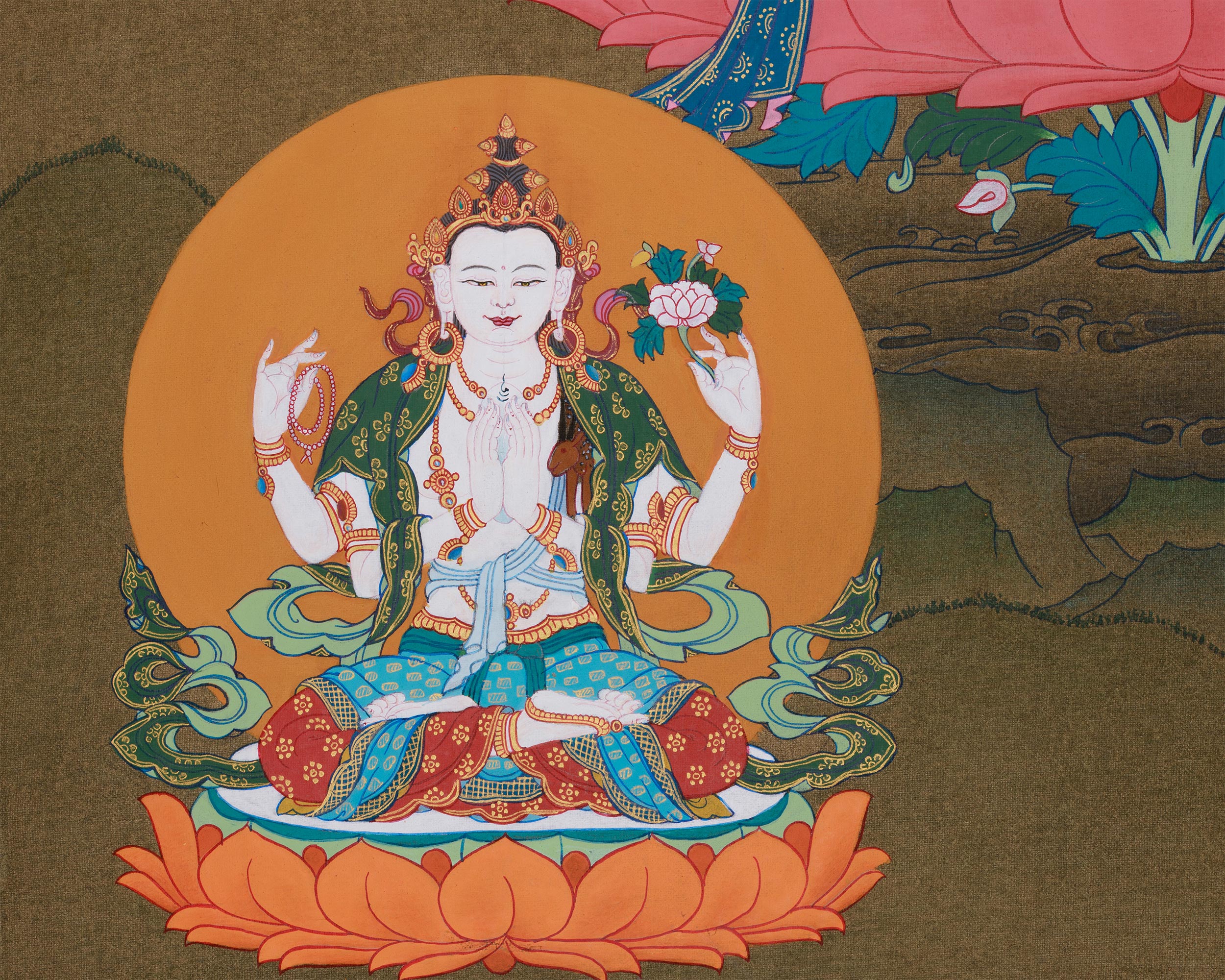 Three Tibetan Bodhisattvas: Manjushri, Chenrezig, and Vajrapani | Buddhist Altar